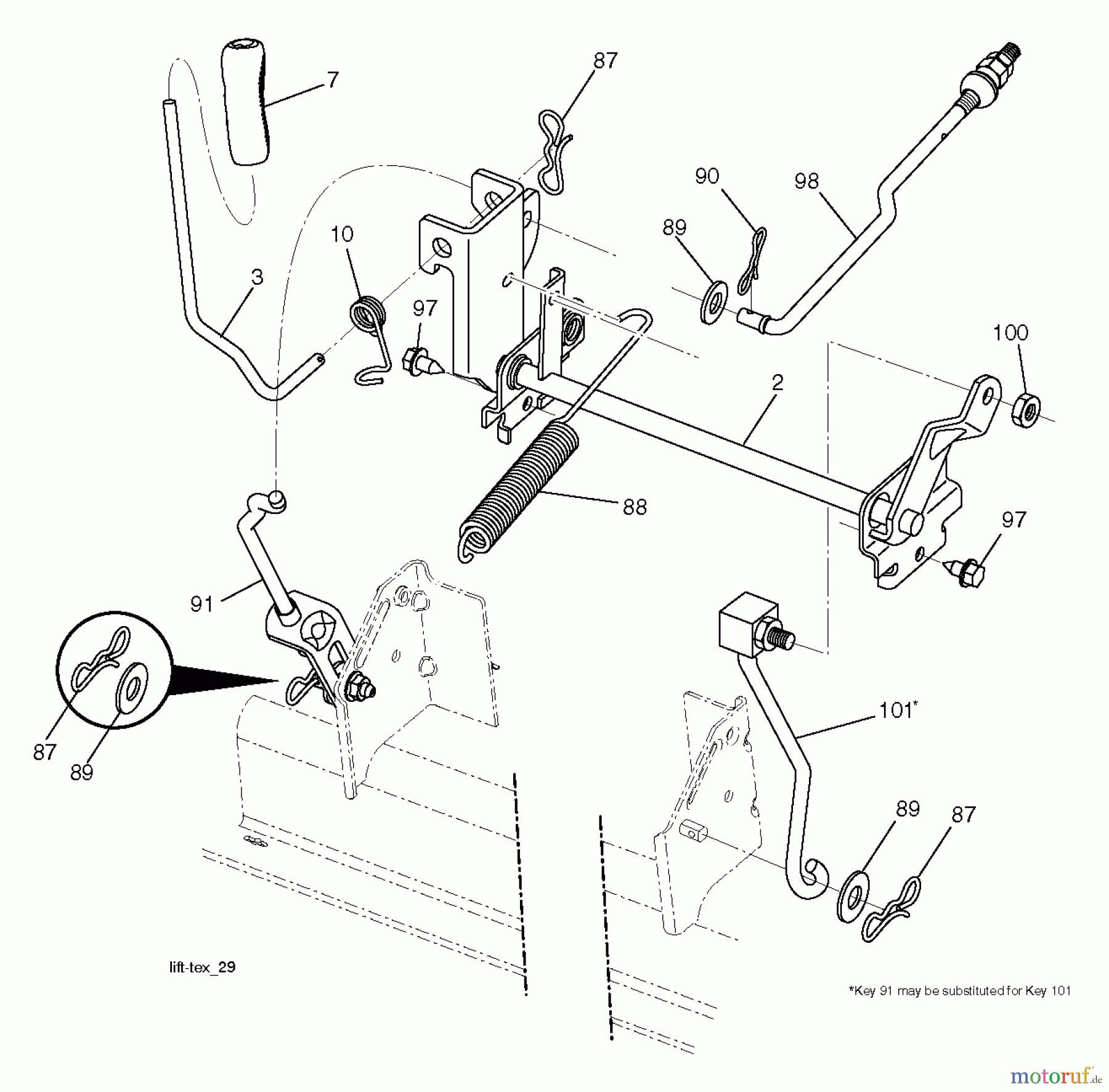 Jonsered Rasen und Garten Traktoren LT2318 CMA2 (96051004500) - Jonsered Lawn & Garden Tractor (2012-02) MOWER LIFT / DECK LIFT