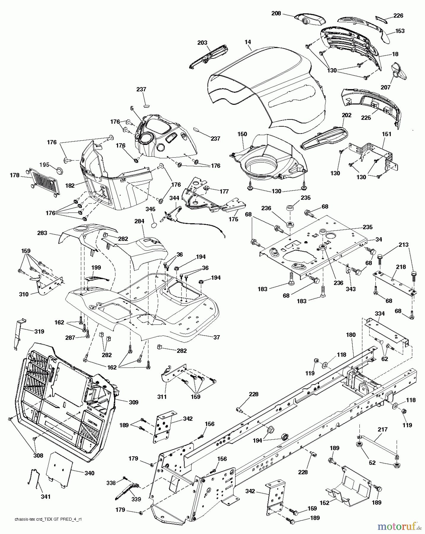 Jonsered Rasen und Garten Traktoren LT2317 CMA2 (96051008001) - Jonsered Lawn & Garden Tractor (2013-01) CHASSIS ENCLOSURES