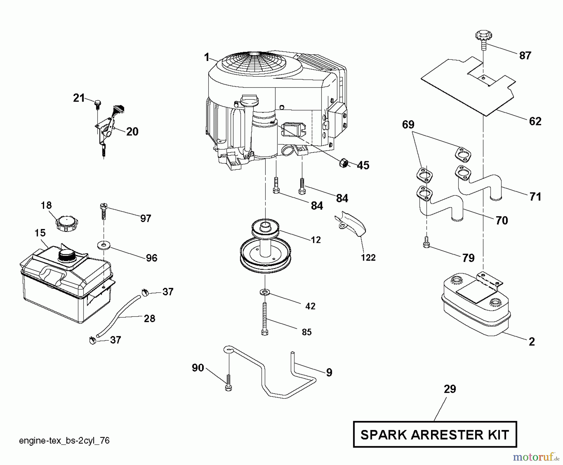  Jonsered Rasen  und Garten Traktoren LT2317 CMA2 (96051008000) - Jonsered Lawn & Garden Tractor (2012-09) ENGINE