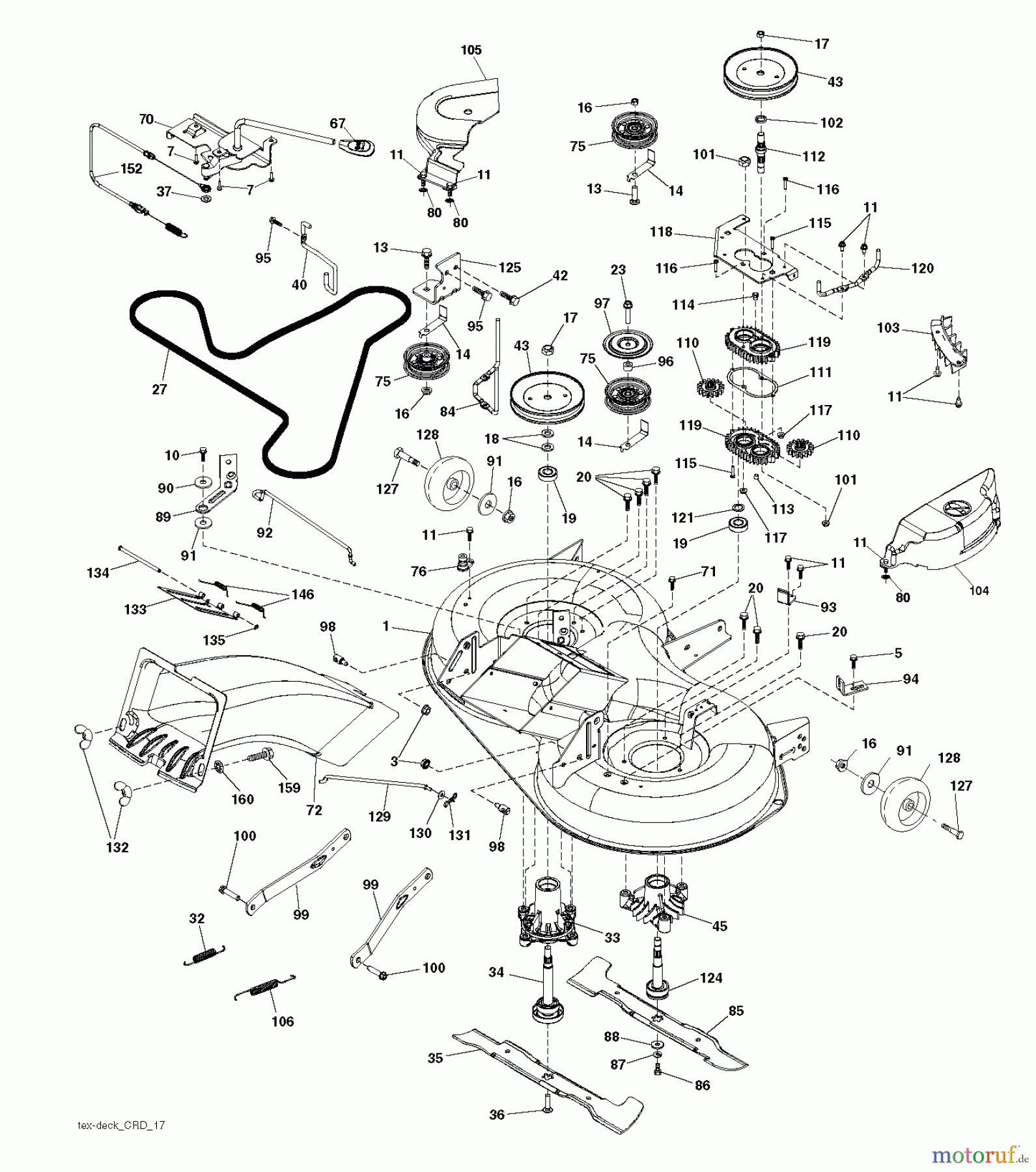 Jonsered Rasen und Garten Traktoren LT2317 CMA2 (96051008001) - Jonsered Lawn & Garden Tractor (2013-01) MOWER DECK / CUTTING DECK