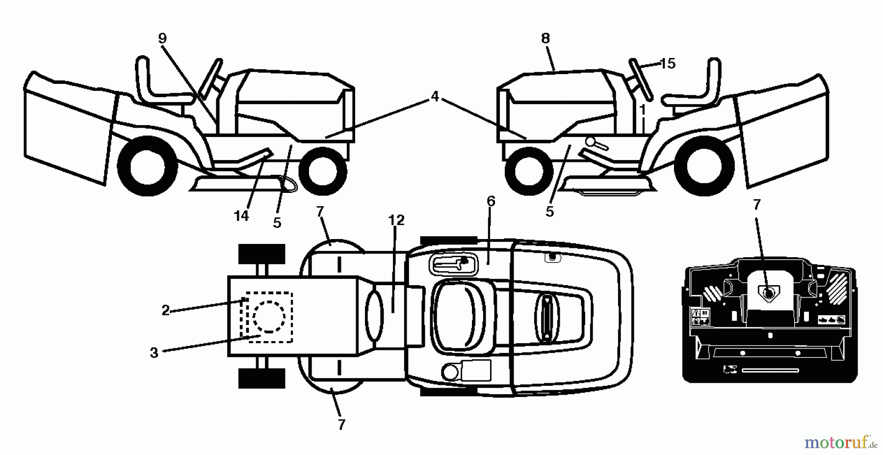 Jonsered Rasen und Garten Traktoren LT2317 CMA2 (96051008001) - Jonsered Lawn & Garden Tractor (2013-01) DECALS