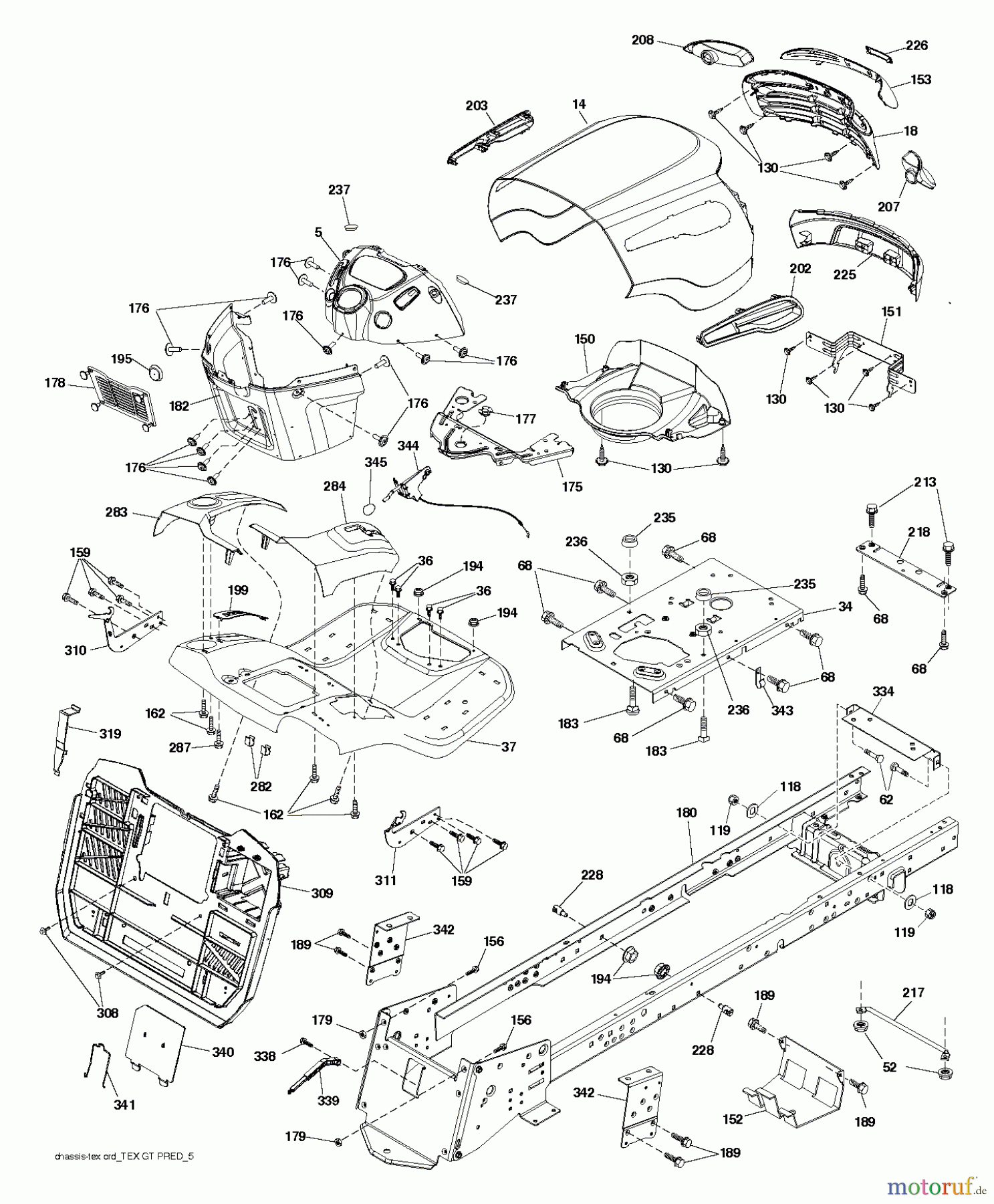 Jonsered Rasen und Garten Traktoren LT2317 CMA2 (96051008101) - Jonsered Lawn & Garden Tractor (2013-01) CHASSIS ENCLOSURES