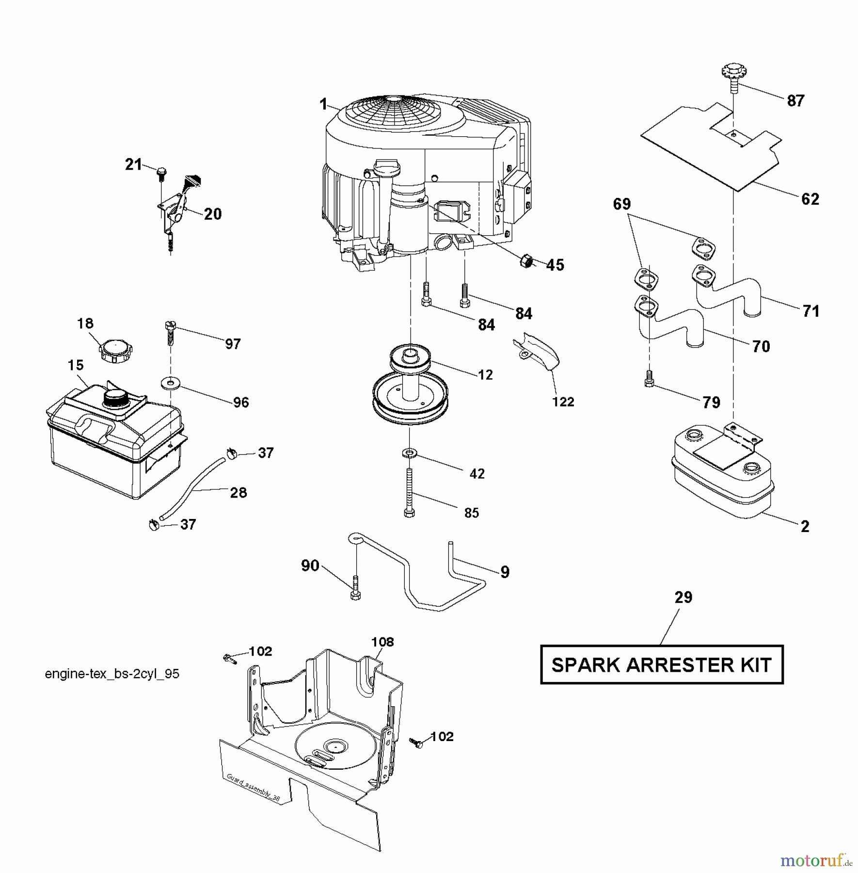 Jonsered Rasen und Garten Traktoren LT2317 CMA2 (96051010300) - Jonsered Lawn & Garden Tractor (2013-06) ENGINE