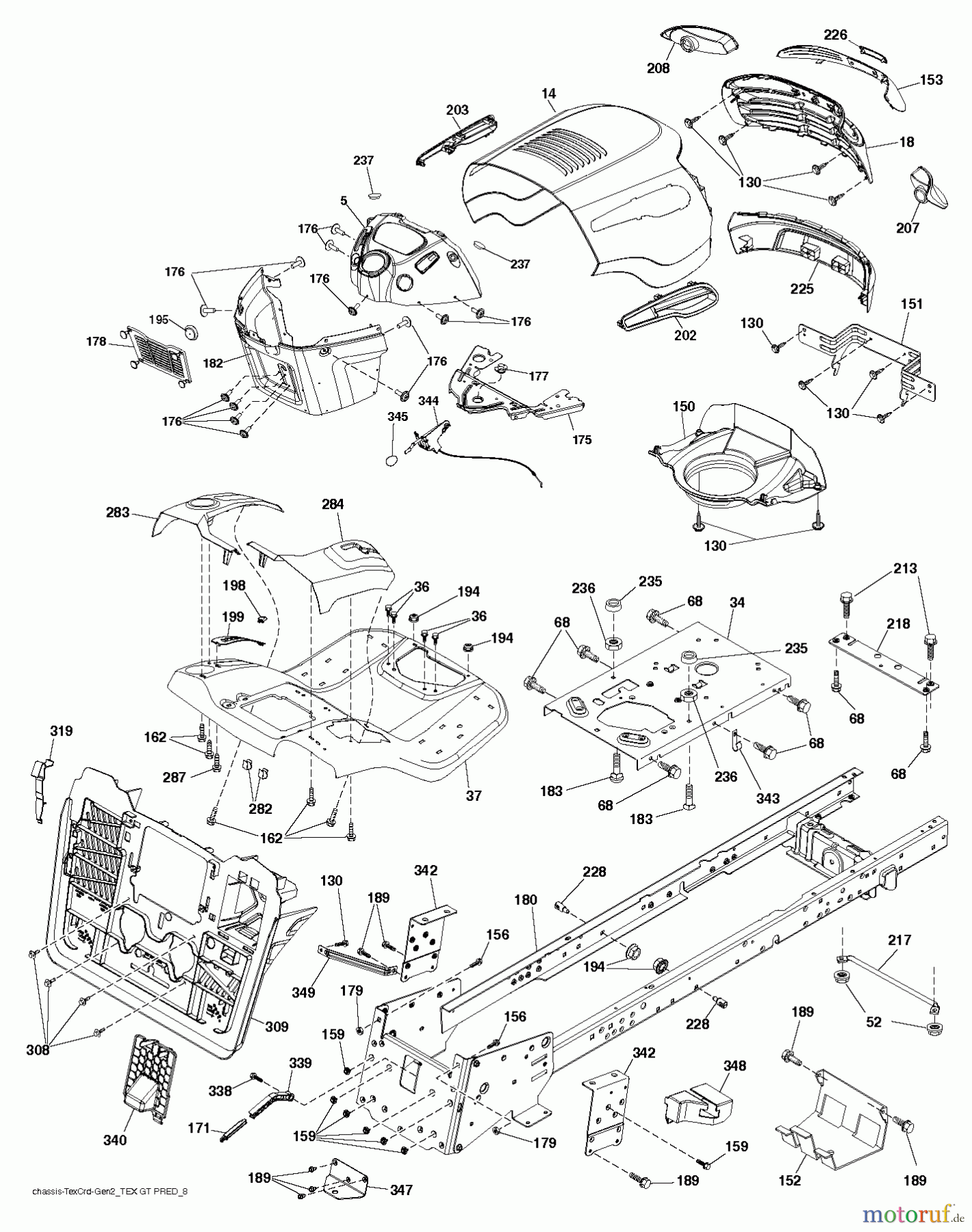  Jonsered Rasen  und Garten Traktoren LT2318 CMA2 (96051004500) - Jonsered Lawn & Garden Tractor (2012-02) CHASSIS ENCLOSURES