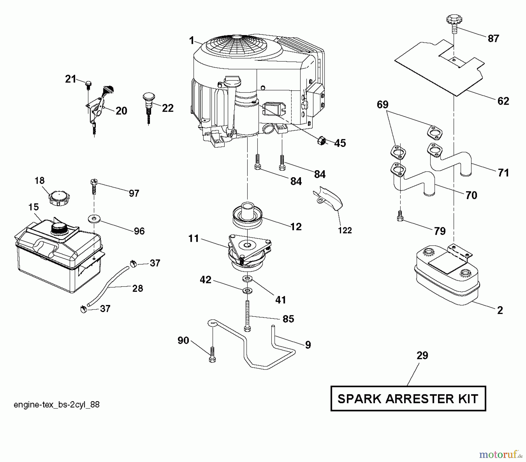  Jonsered Rasen  und Garten Traktoren LT2318 CMA2 (96051004500) - Jonsered Lawn & Garden Tractor (2012-02) ENGINE