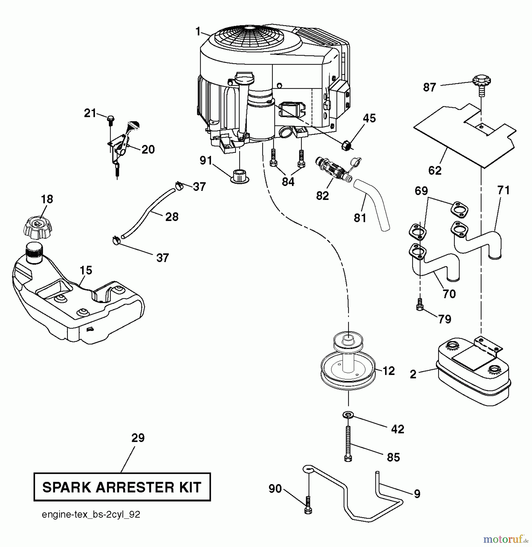 Jonsered Rasen und Garten Traktoren LT2320 A2 (96041030000) - Jonsered Lawn & Garden Tractor (2012-10) ENGINE