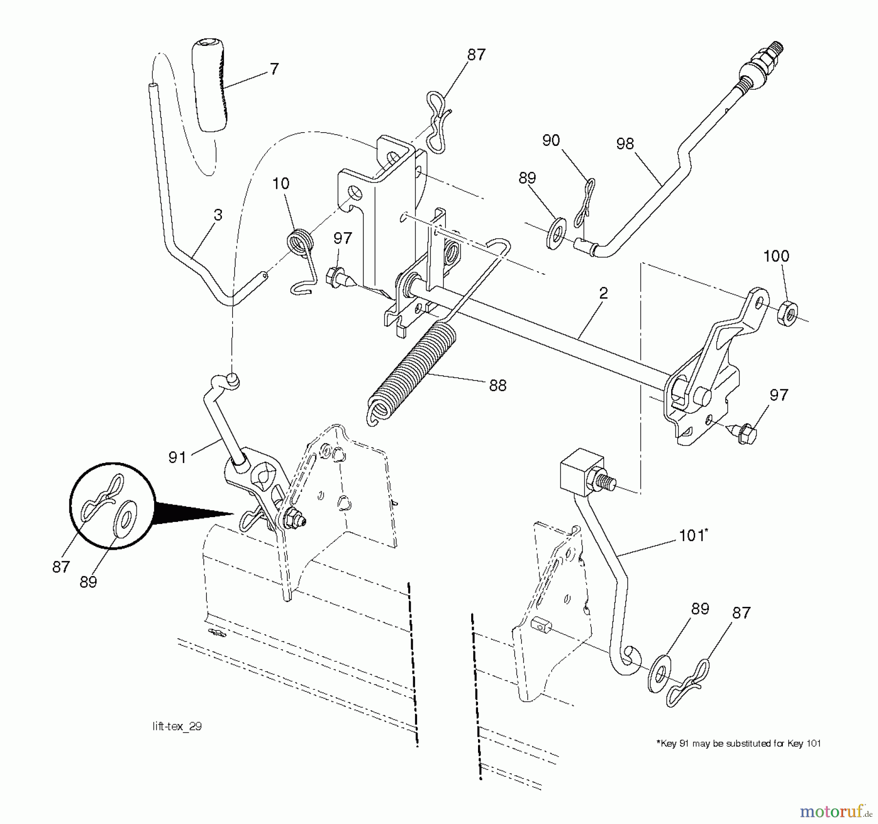Jonsered Rasen und Garten Traktoren LT2320 A2 (96041030000) - Jonsered Lawn & Garden Tractor (2012-10) MOWER LIFT / DECK LIFT