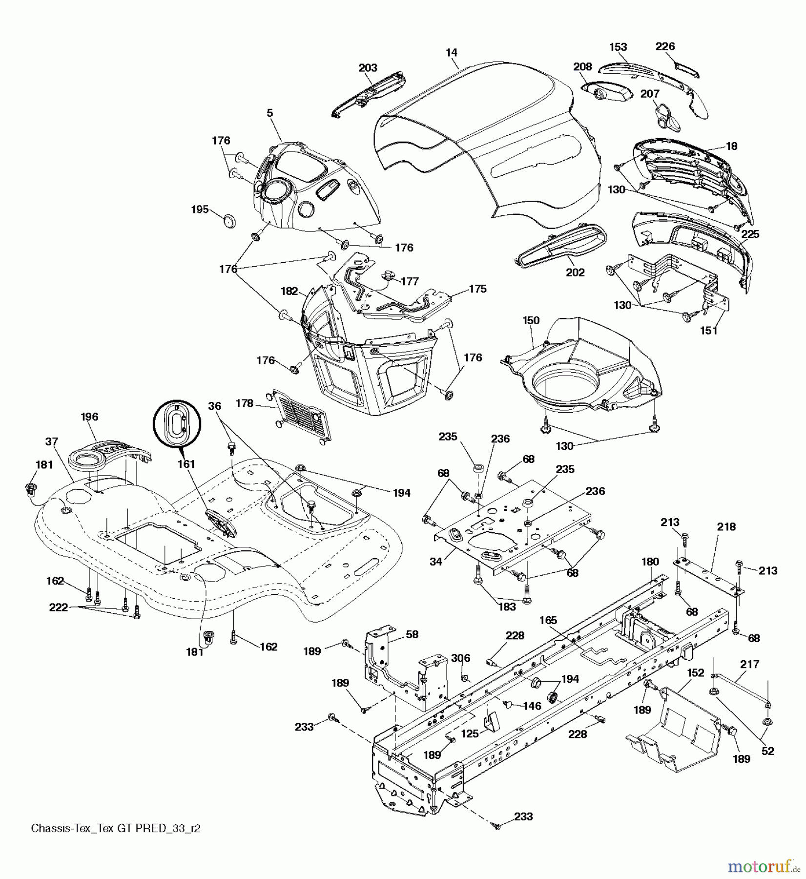 Jonsered Rasen und Garten Traktoren LT2320 A2 (96041034700) - Jonsered Lawn & Garden Tractor (2013-06) CHASSIS ENCLOSURES