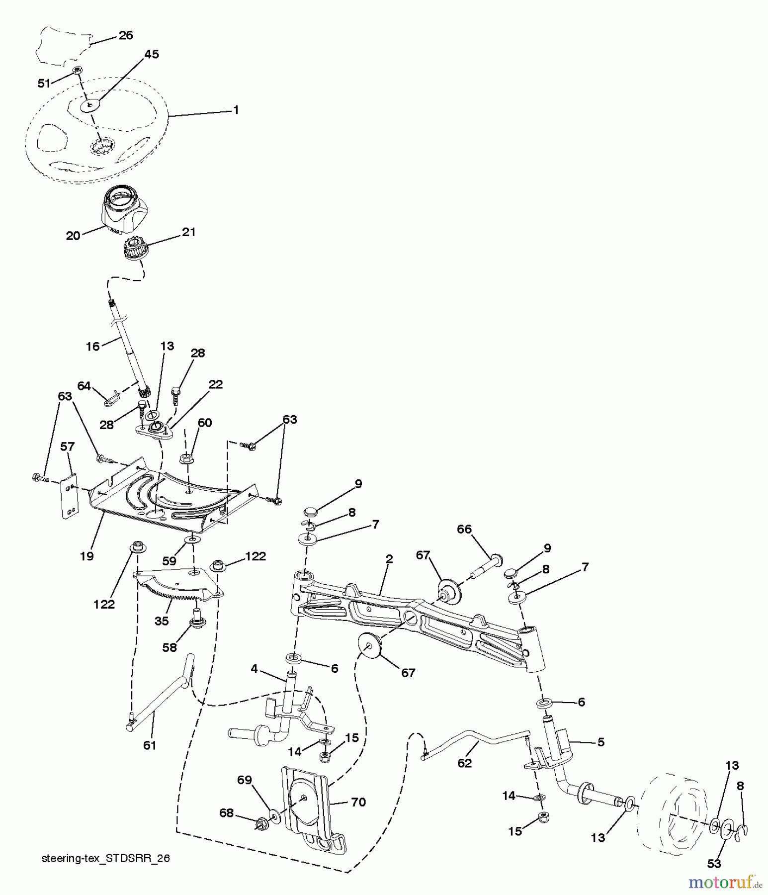  Jonsered Rasen  und Garten Traktoren LT2320 CMA2 (96051007200) - Jonsered Lawn & Garden Tractor (2012-11) STEERING