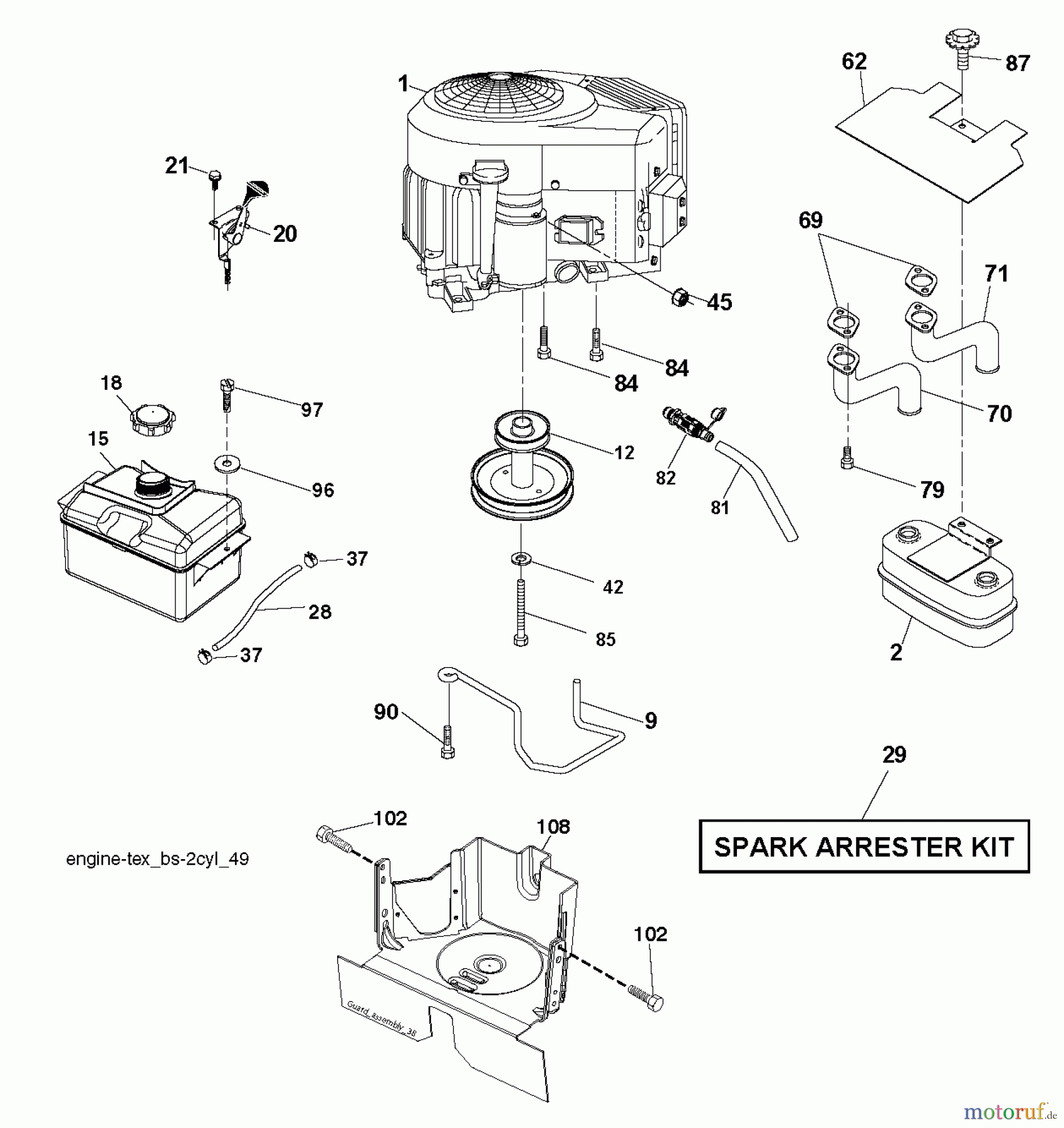 Jonsered Rasen und Garten Traktoren LT2320 CMA2 (96051008400) - Jonsered Lawn & Garden Tractor (2013-06) ENGINE