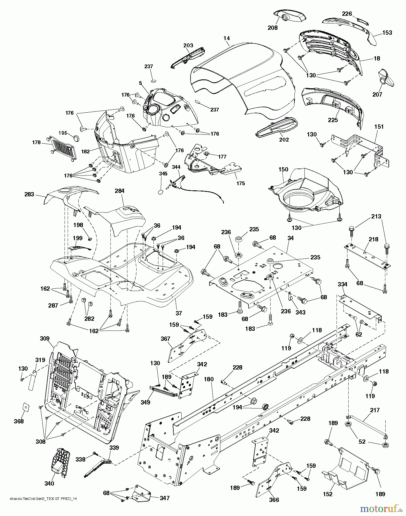 Jonsered Rasen und Garten Traktoren LT2320 CMA2 (96051008400) - Jonsered Lawn & Garden Tractor (2013-06) CHASSIS ENCLOSURES