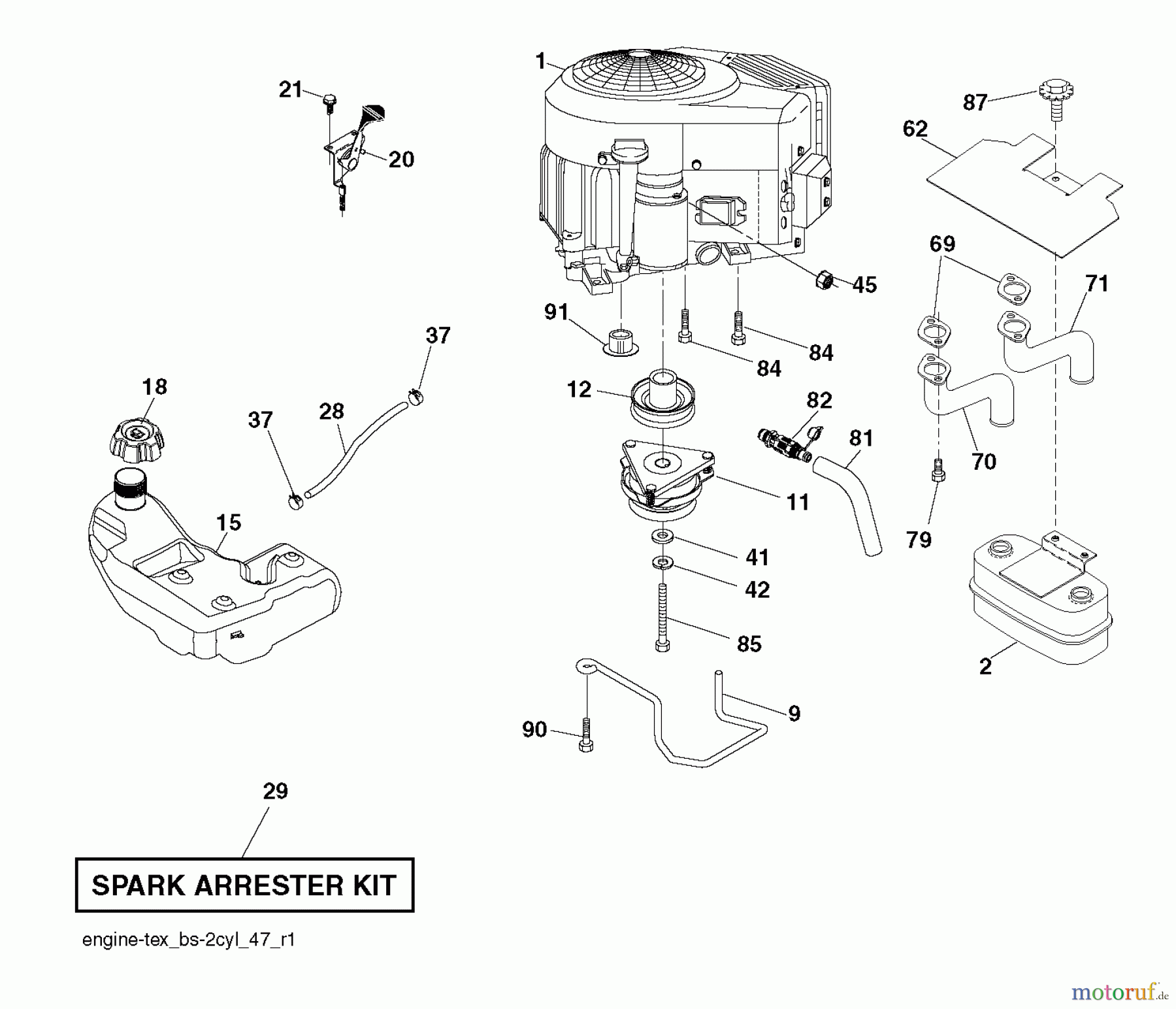 Jonsered Rasen und Garten Traktoren LT2323 A2 (96041026200) - Jonsered Lawn & Garden Tractor (2012-01) ENGINE
