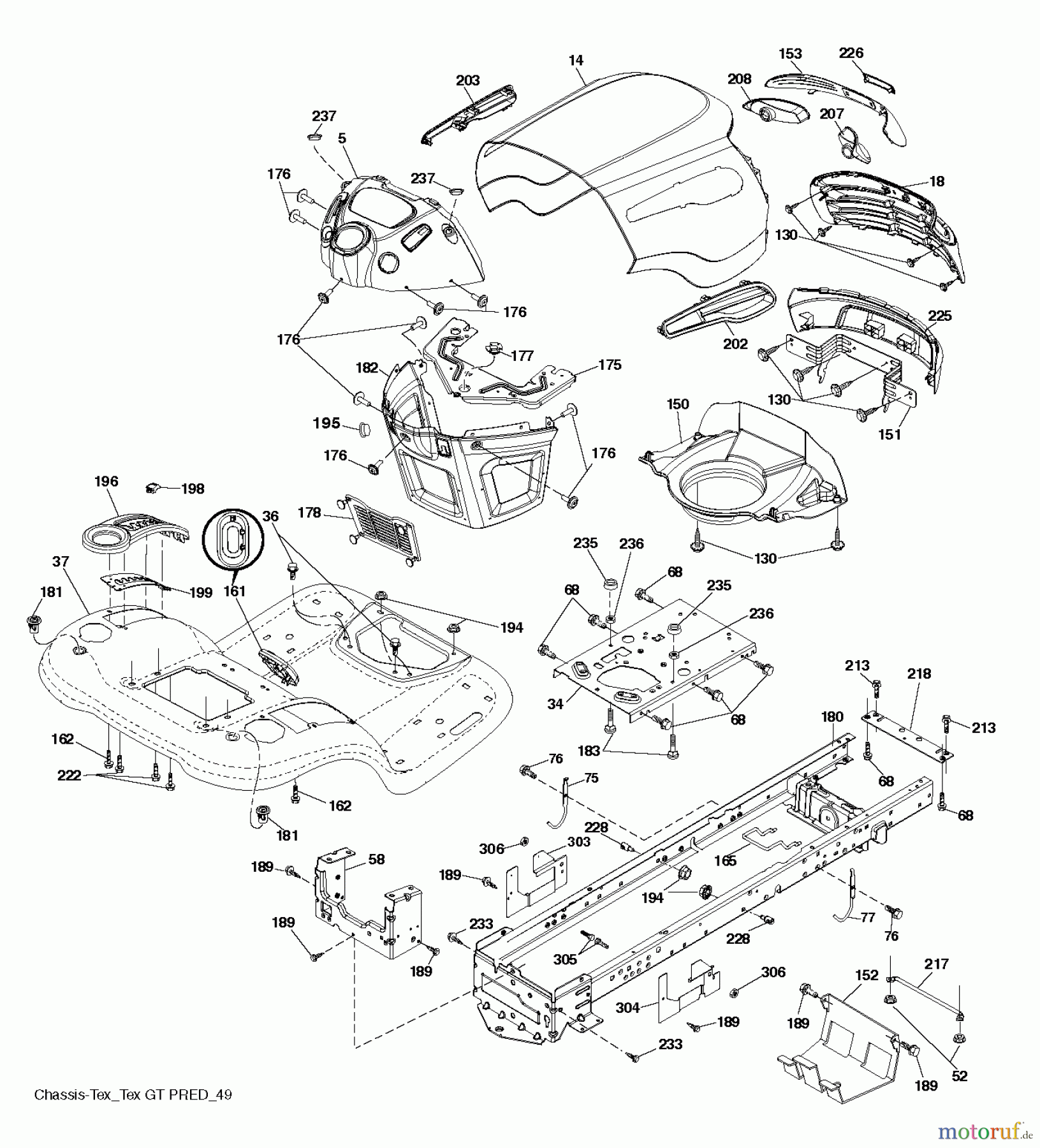  Jonsered Rasen  und Garten Traktoren LT2323 A2 (96041026300) - Jonsered Lawn & Garden Tractor (2012-01) CHASSIS / FRAME