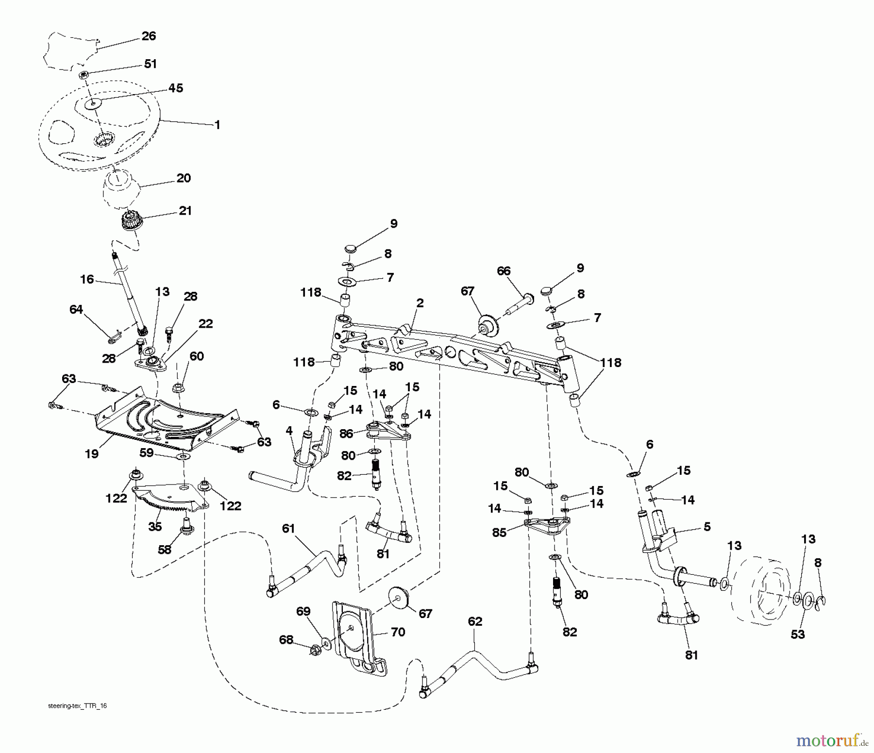 Jonsered Rasen und Garten Traktoren LT2323 A2 (96041026300) - Jonsered Lawn & Garden Tractor (2012-01) STEERING