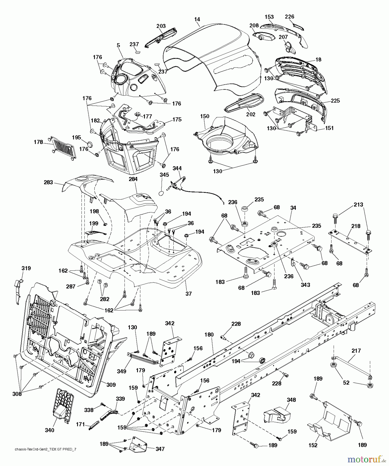 Jonsered Rasen und Garten Traktoren LT2323 CMA2 (96051004700) - Jonsered Lawn & Garden Tractor (2012-02) CHASSIS / FRAME