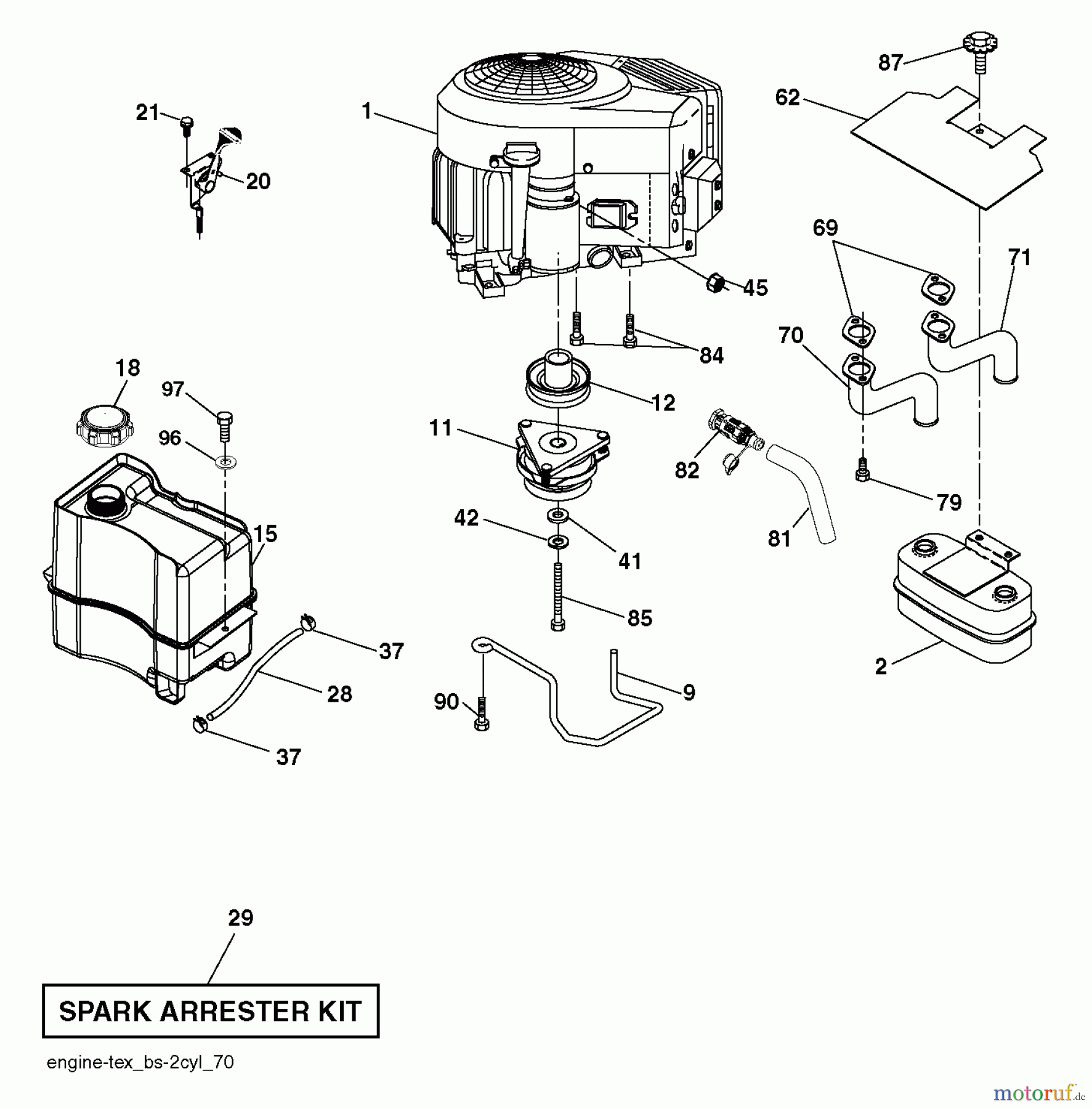 Jonsered Rasen und Garten Traktoren LT2323 CMA2 (96051004700) - Jonsered Lawn & Garden Tractor (2012-02) ENGINE