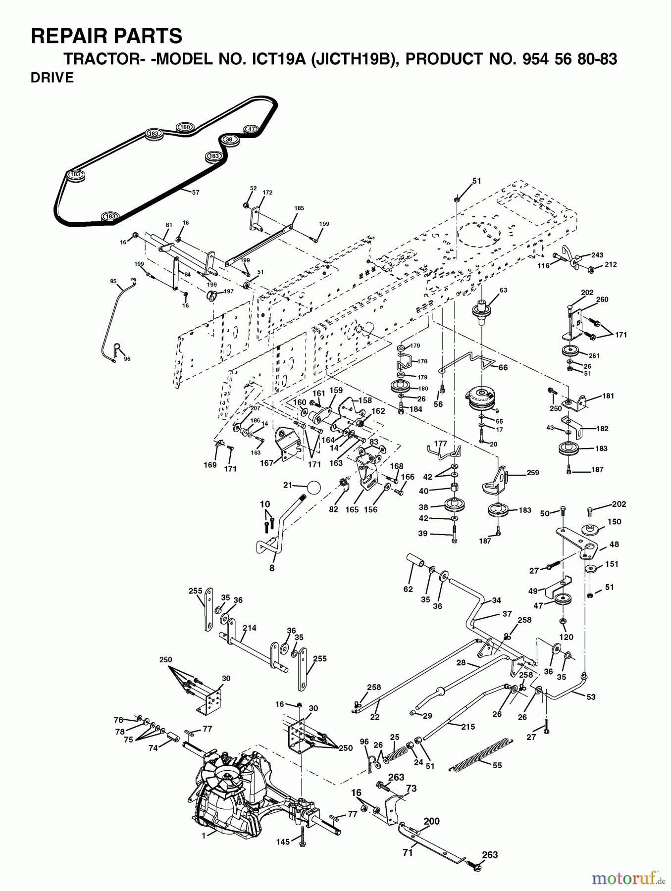  Jonsered Rasen  und Garten Traktoren ICT19A (JICTH19B, 954568083) - Jonsered Lawn & Garden Tractor (2002-03) DRIVE