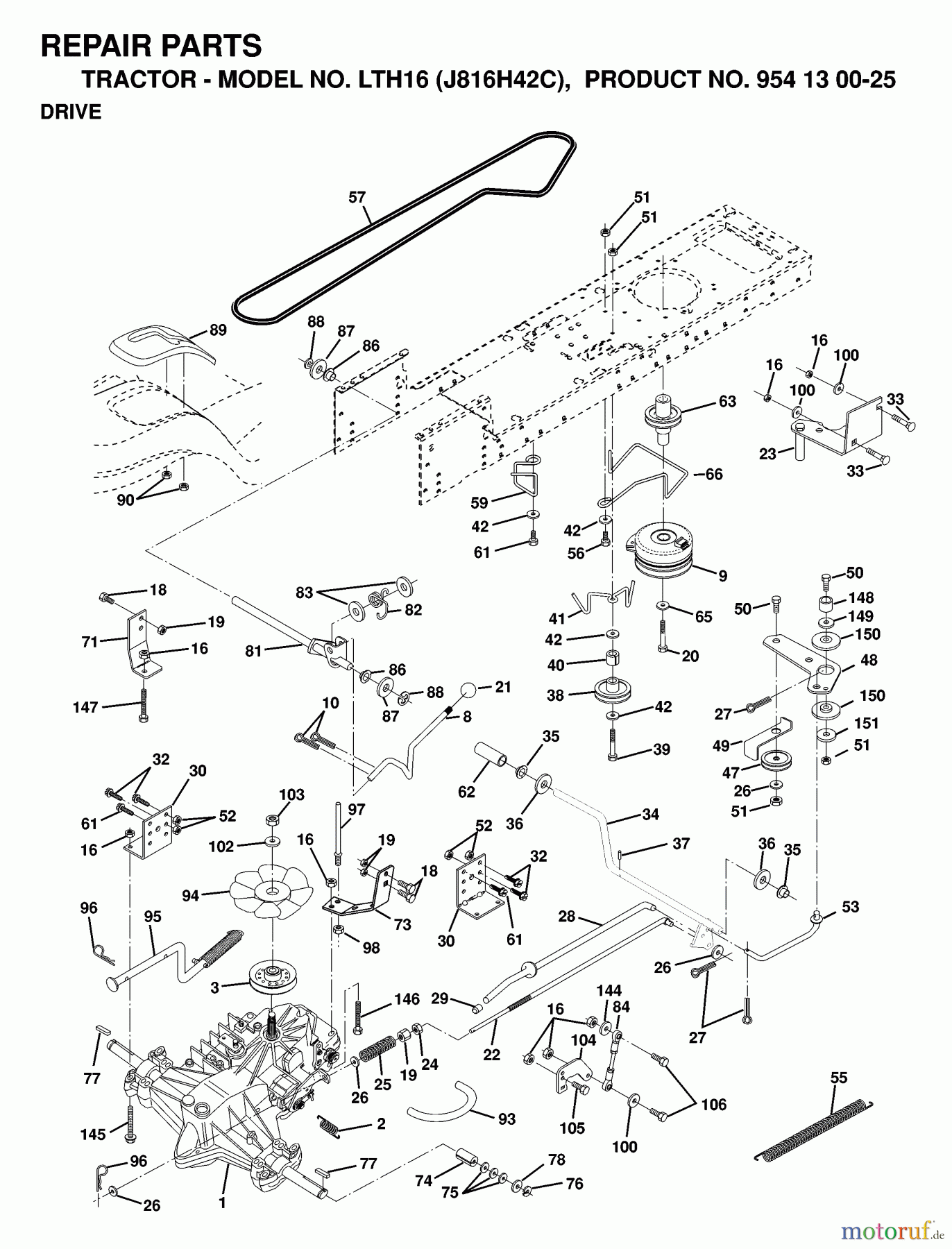 Jonsered Rasen und Garten Traktoren LTH16 (J816H42C, 954130025) - Jonsered Lawn & Garden Tractor (1998-12) DRIVE