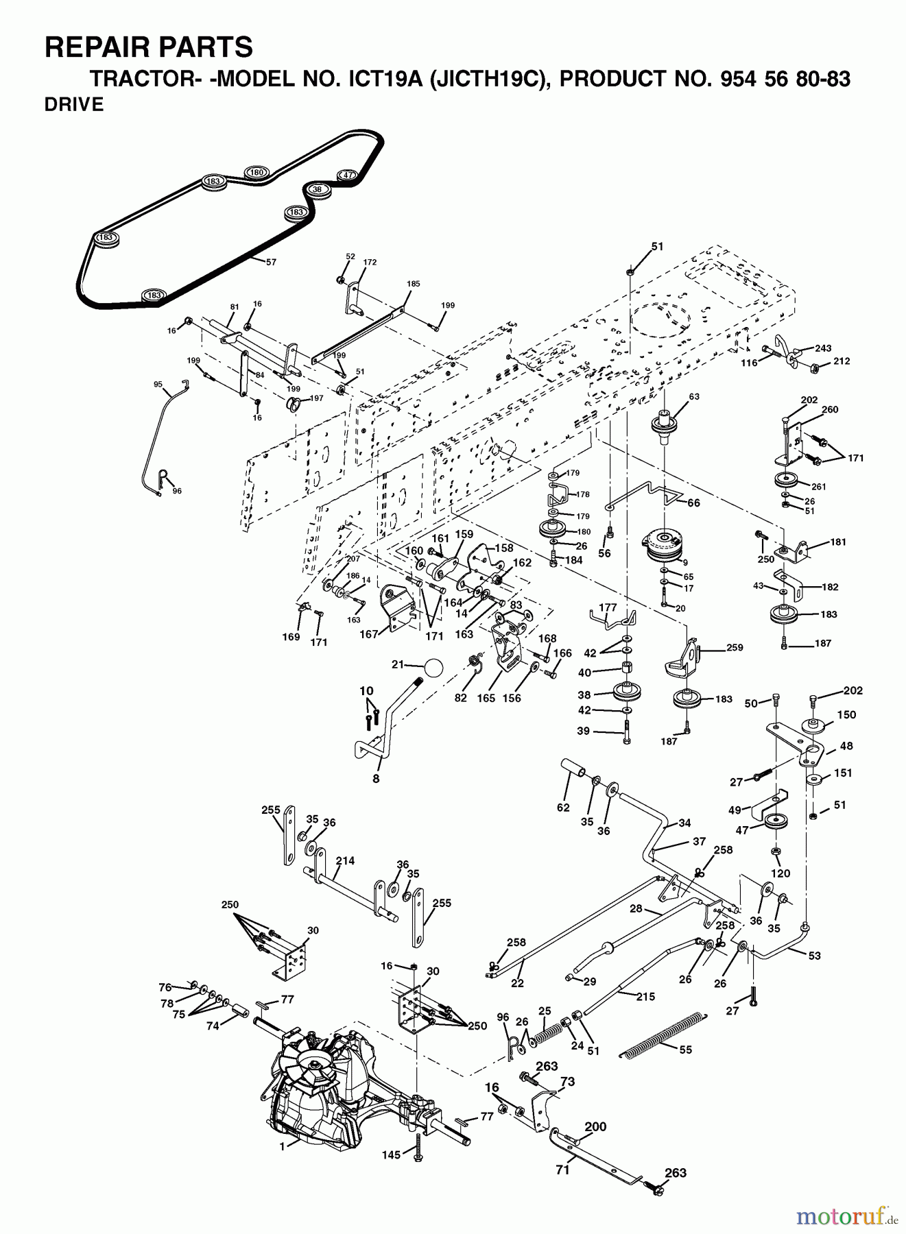 Jonsered Rasen und Garten Traktoren ICT19A (JICTH19C, 954568083) - Jonsered Lawn & Garden Tractor (2002-06) DRIVE
