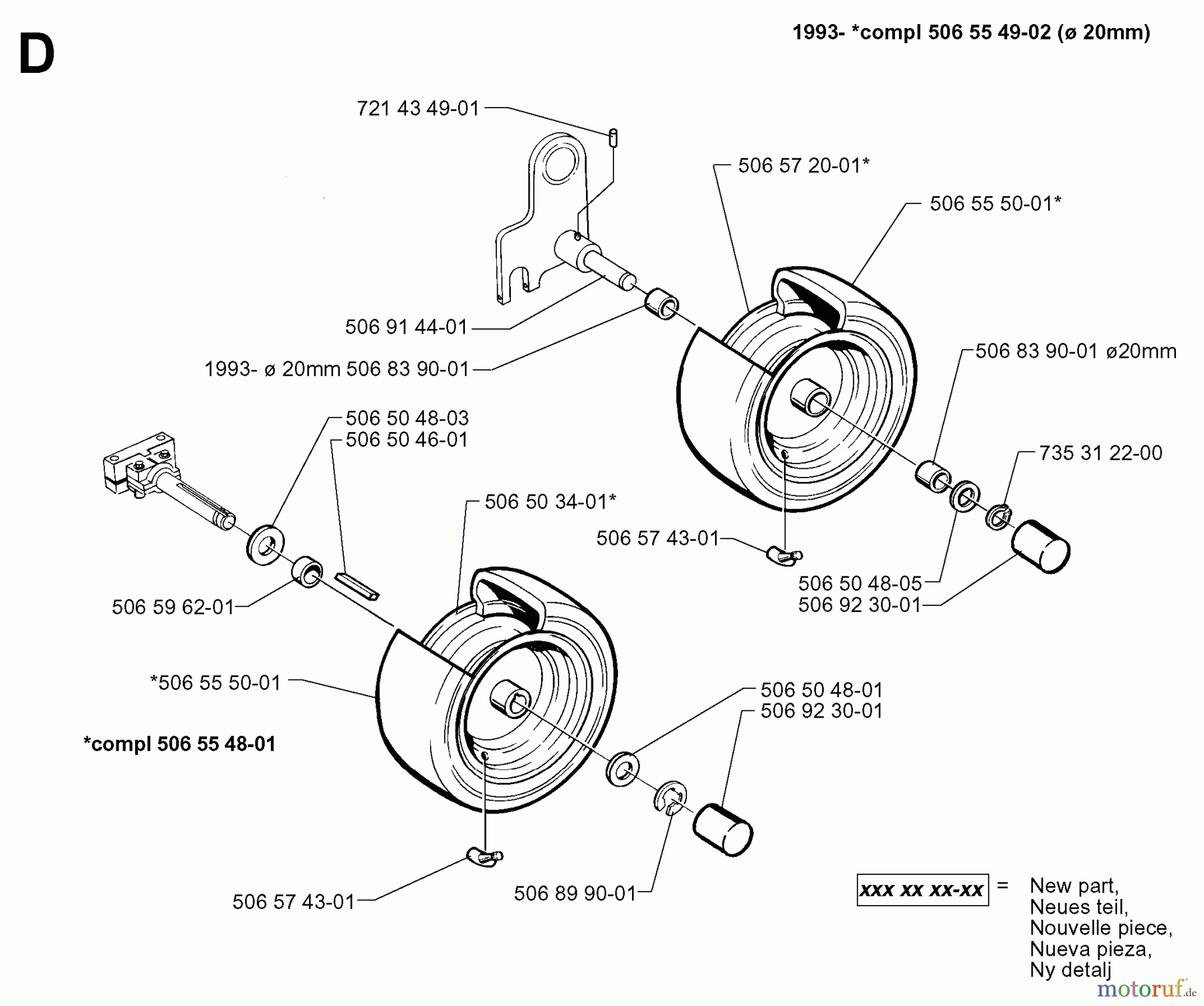  Jonsered Reitermäher FR13 (85CM) - Jonsered Rear-Engine Riding Mower (1998-06) WHEELS TIRES