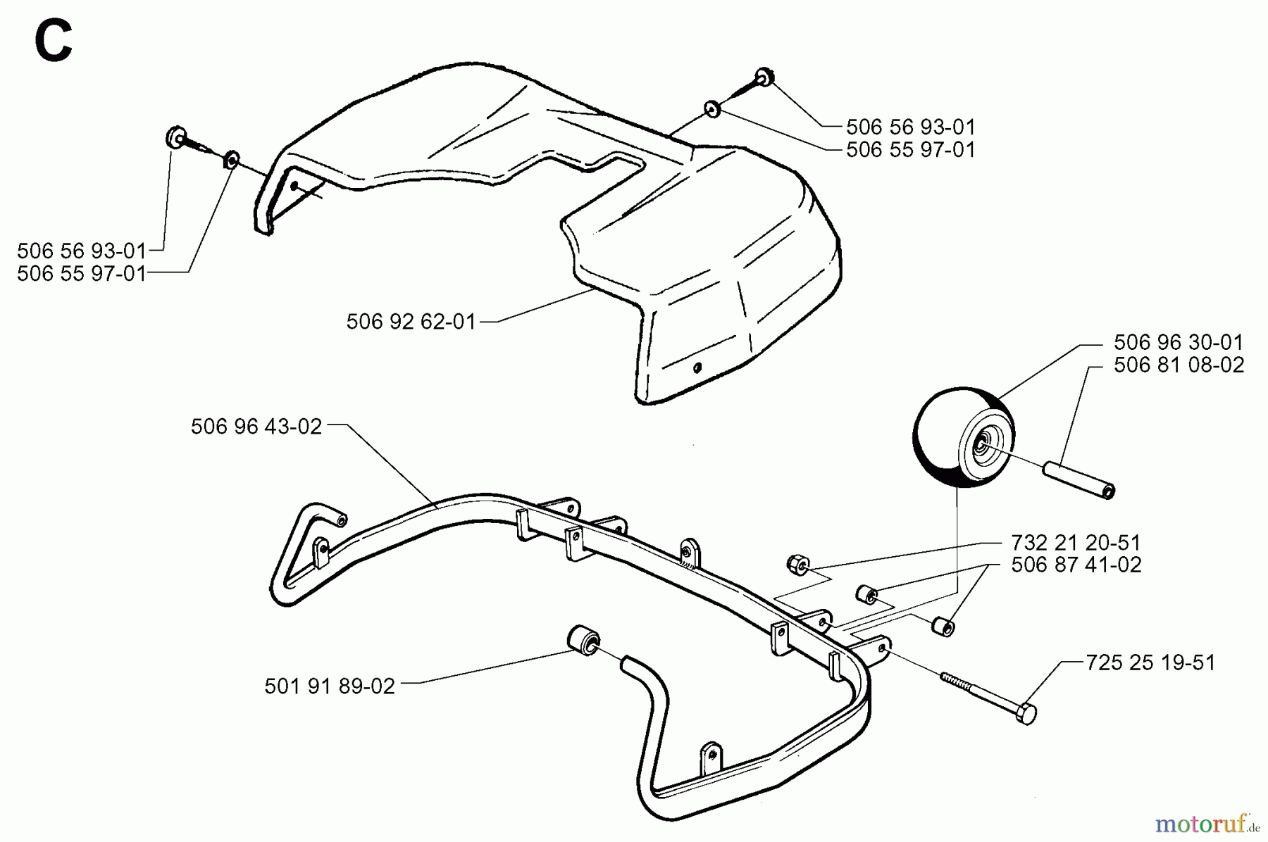  Jonsered Reitermäher FR13 - Jonsered Rear-Engine Riding Mower (1998-10) PROTECTION FRAME