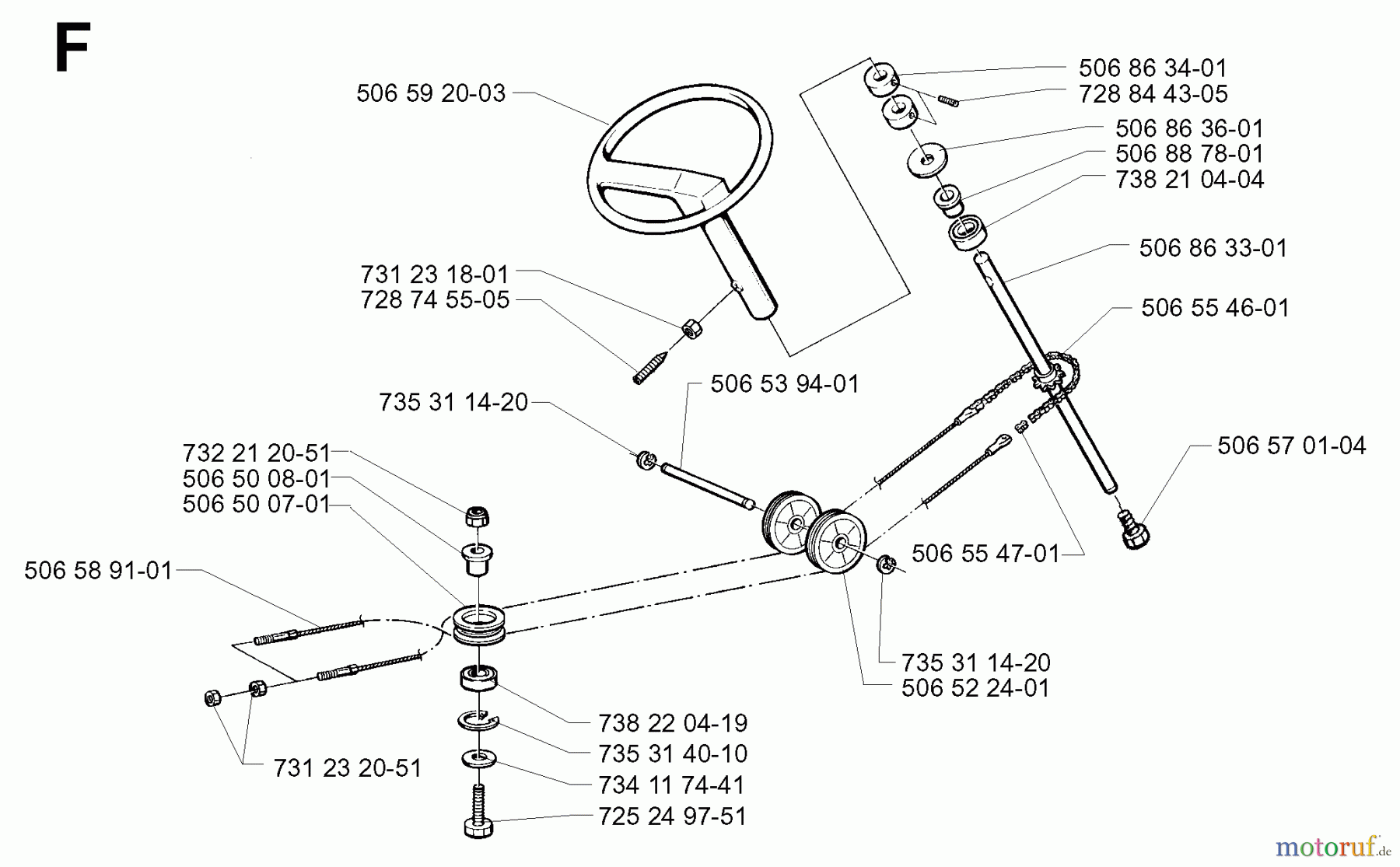 Jonsered Reitermäher FR13 - Jonsered Rear-Engine Riding Mower (2000-02) STEERING