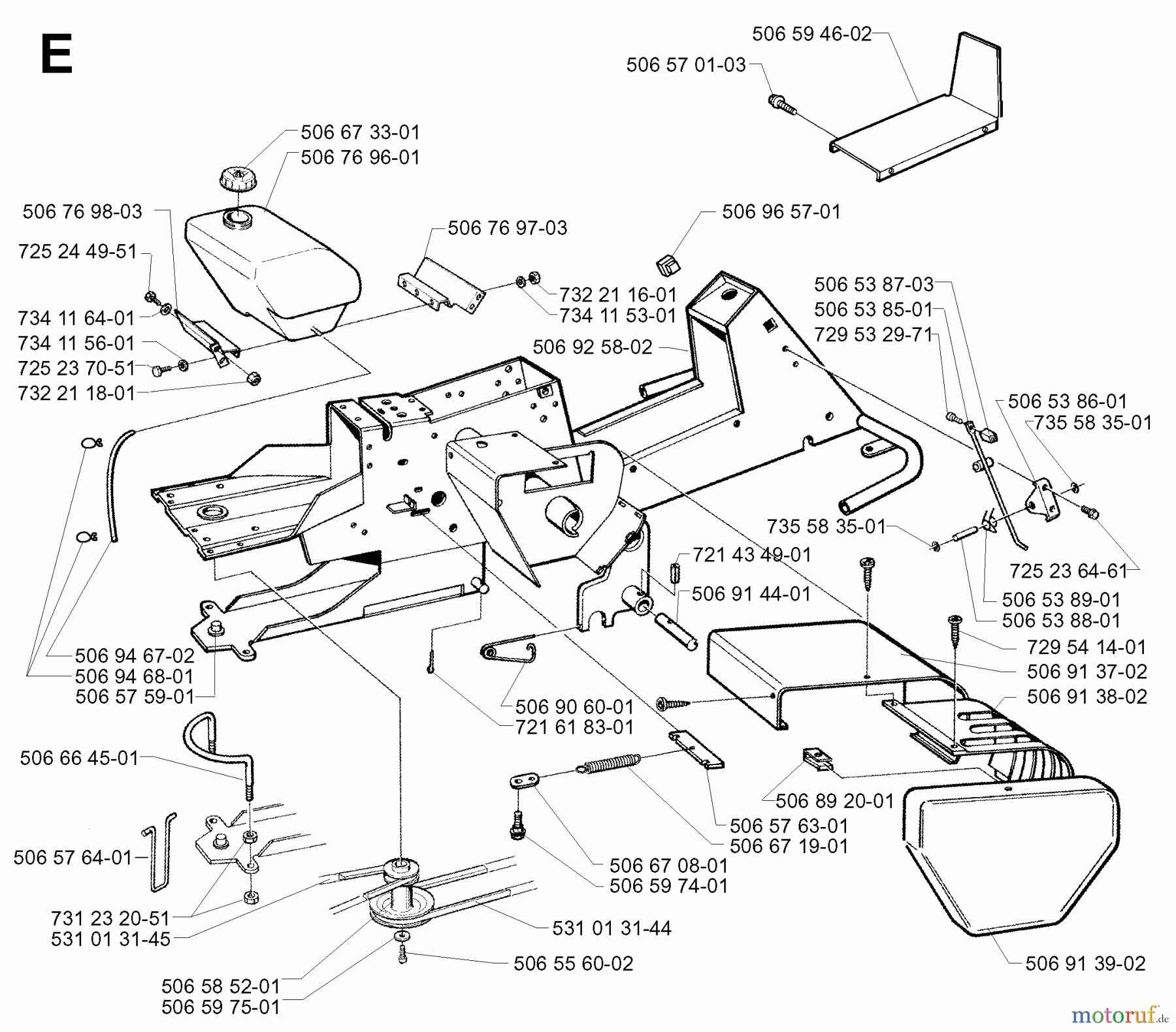 Jonsered Reitermäher FR13 - Jonsered Rear-Engine Riding Mower (2001-01) CHASSIS / FRAME