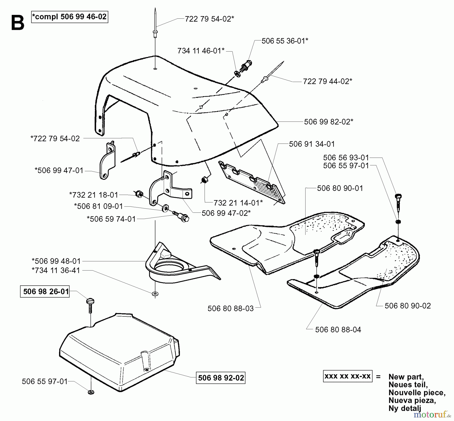 Jonsered Reitermäher FR13 - Jonsered Rear-Engine Riding Mower (2001-01) HOOD