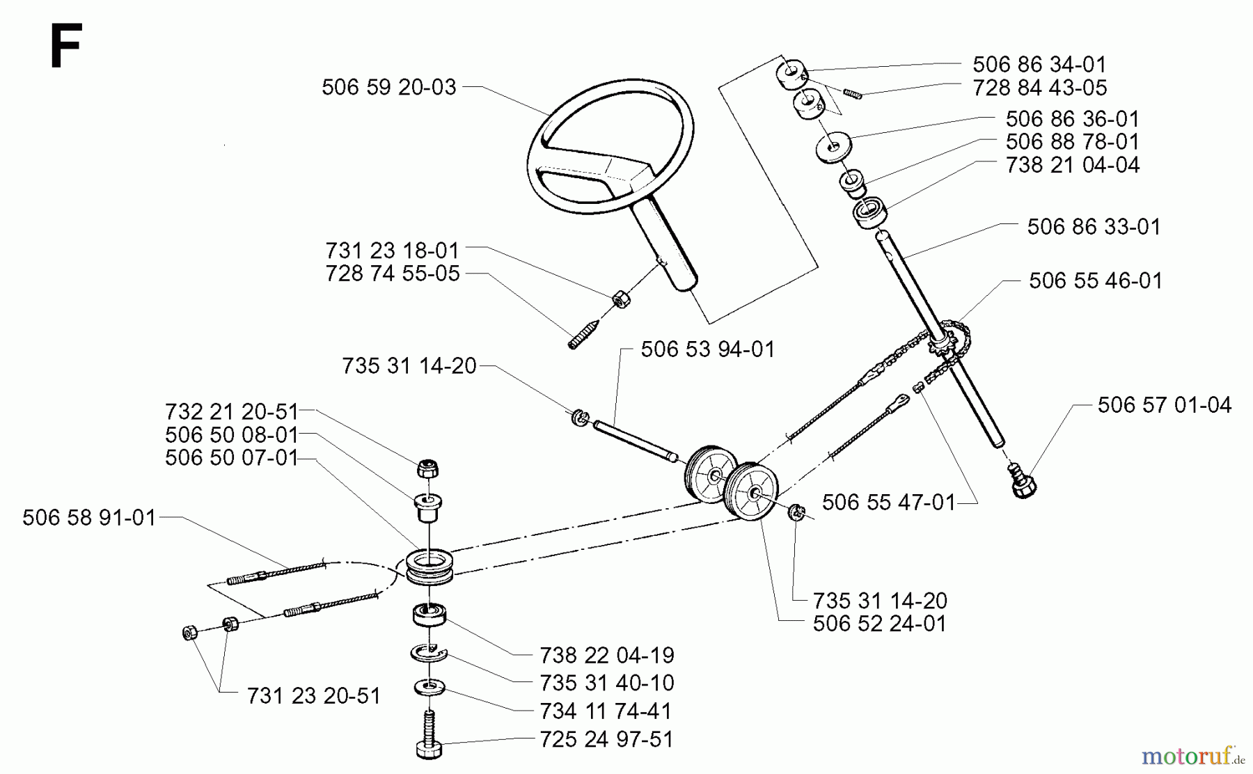 Jonsered Reitermäher FR13 - Jonsered Rear-Engine Riding Mower (2001-01) STEERING #1