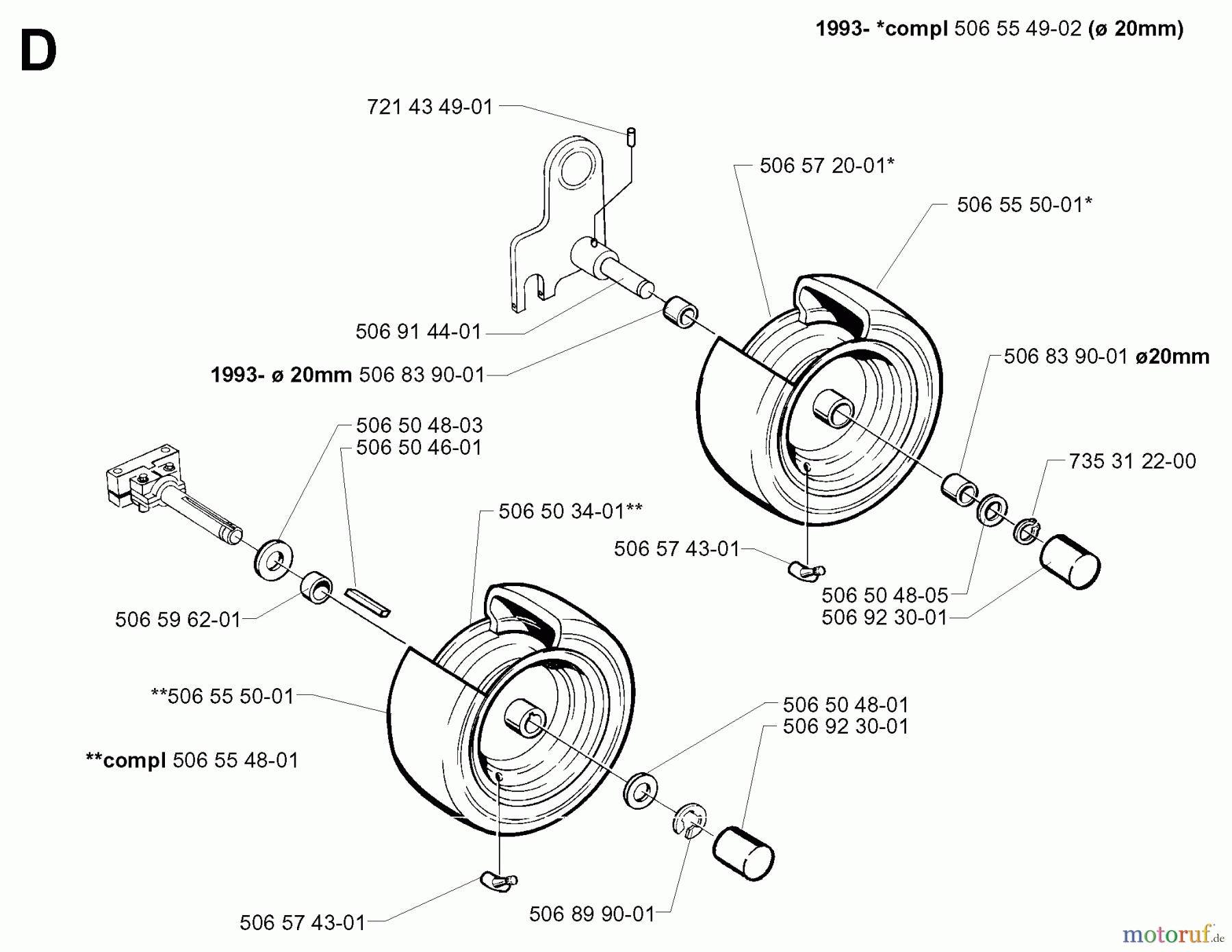 Jonsered Reitermäher FR13 - Jonsered Rear-Engine Riding Mower (2001-01) WHEELS TIRES