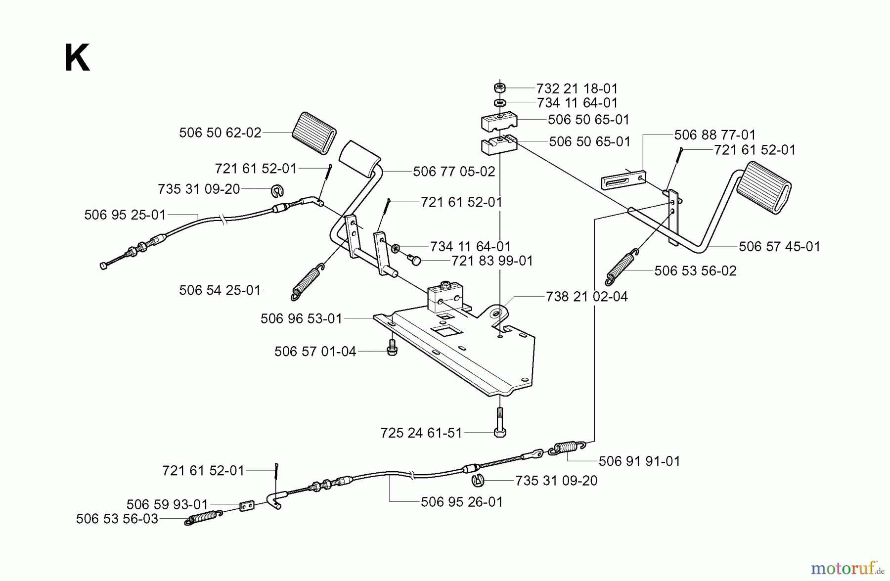 Jonsered Reitermäher FR2111 (953535101) - Jonsered Rear-Engine Riding Mower (2004-01) PEDALS