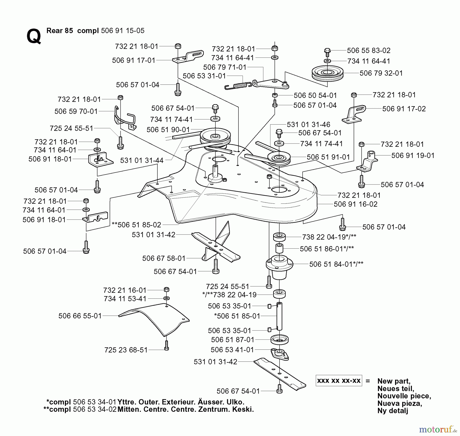 Jonsered Reitermäher FR2111 (953535101) - Jonsered Rear-Engine Riding Mower (2006-01) 85CM CUTTING DECK