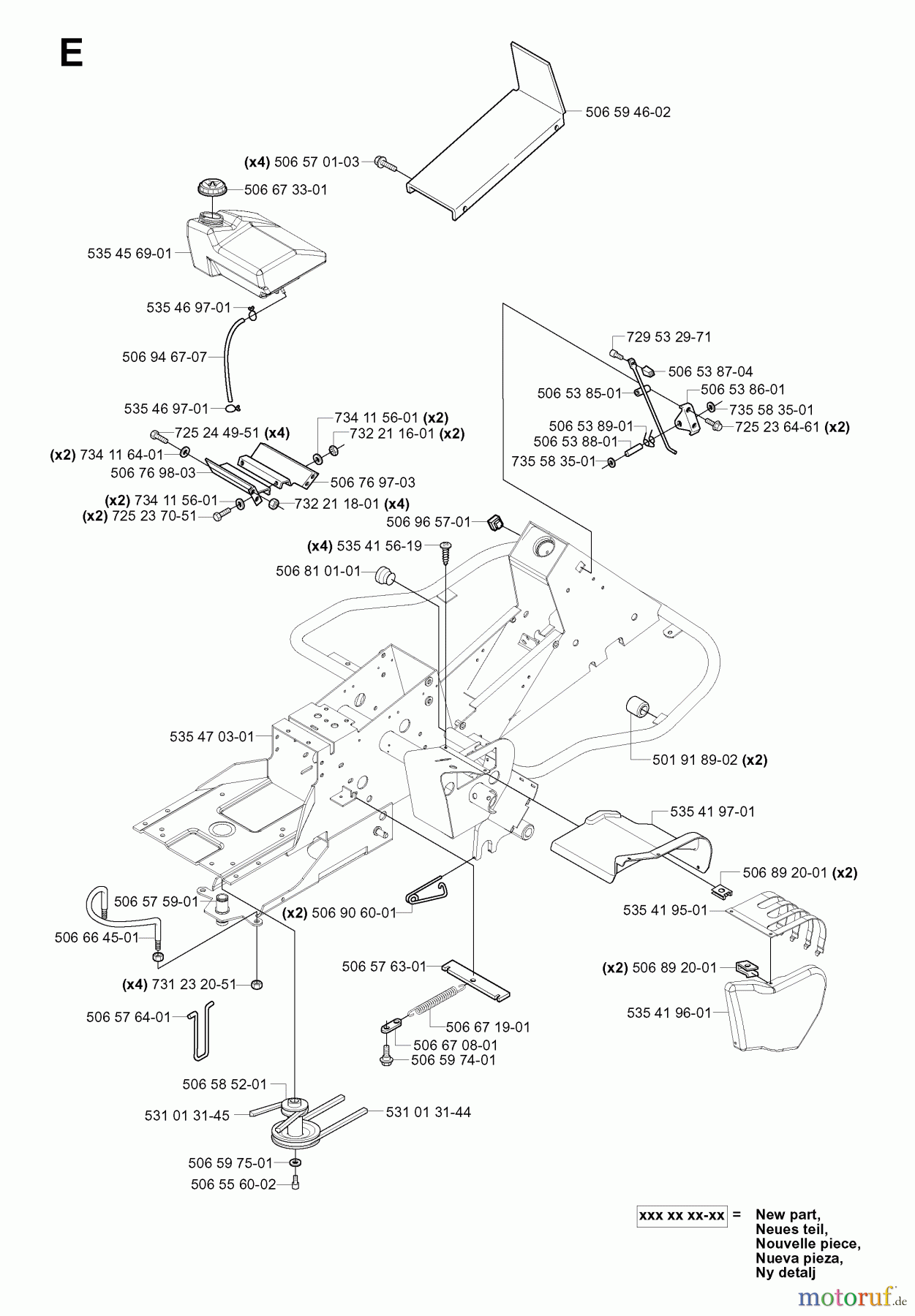 Jonsered Reitermäher FR2111 (953535101) - Jonsered Rear-Engine Riding Mower (2006-01) CHASSIS / FRAME