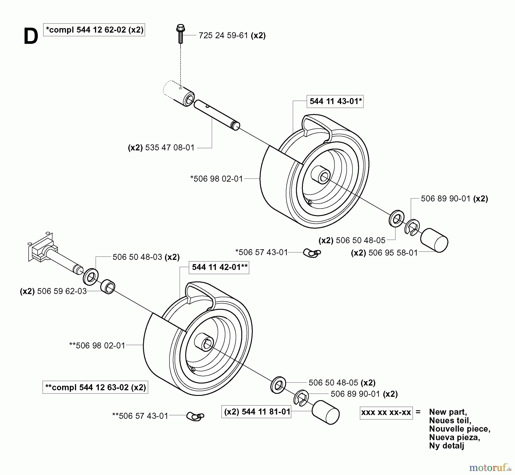 Jonsered Reitermäher FR2111 (953535101) - Jonsered Rear-Engine Riding Mower (2006-01) WHEELS TIRES