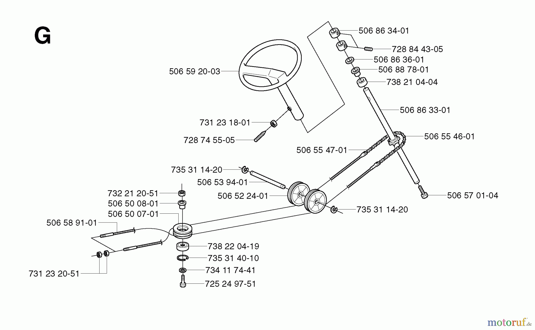 Jonsered Reitermäher FR2111 - Jonsered Rear-Engine Riding Mower (2003-01) STEERING