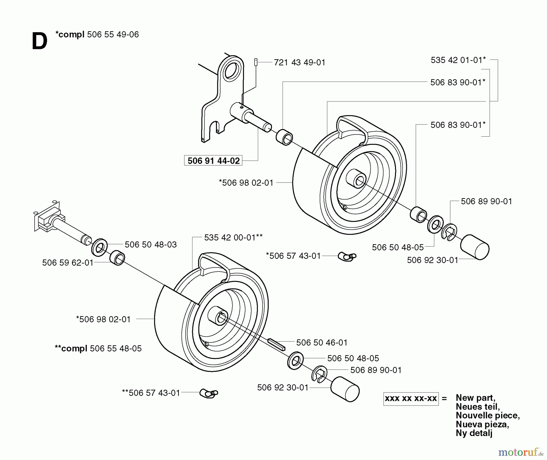 Jonsered Reitermäher FR2111 - Jonsered Rear-Engine Riding Mower (2003-01) WHEELS TIRES