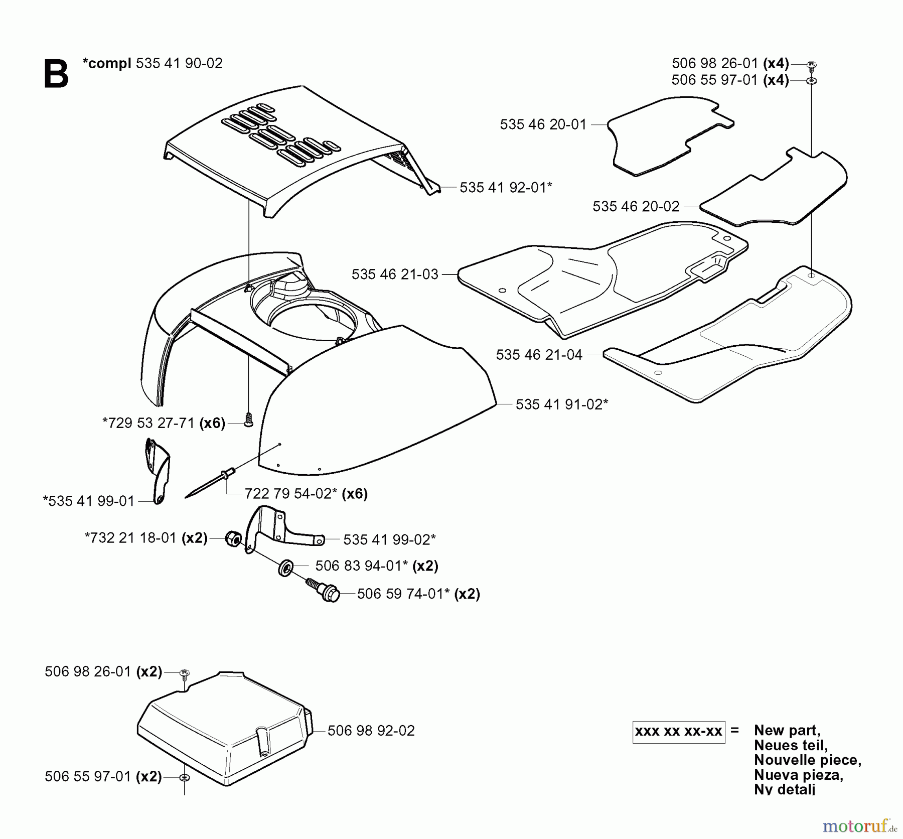 Jonsered Reitermäher FR2111 M (953535801) - Jonsered Rear-Engine Riding Mower (2005-03) HOOD