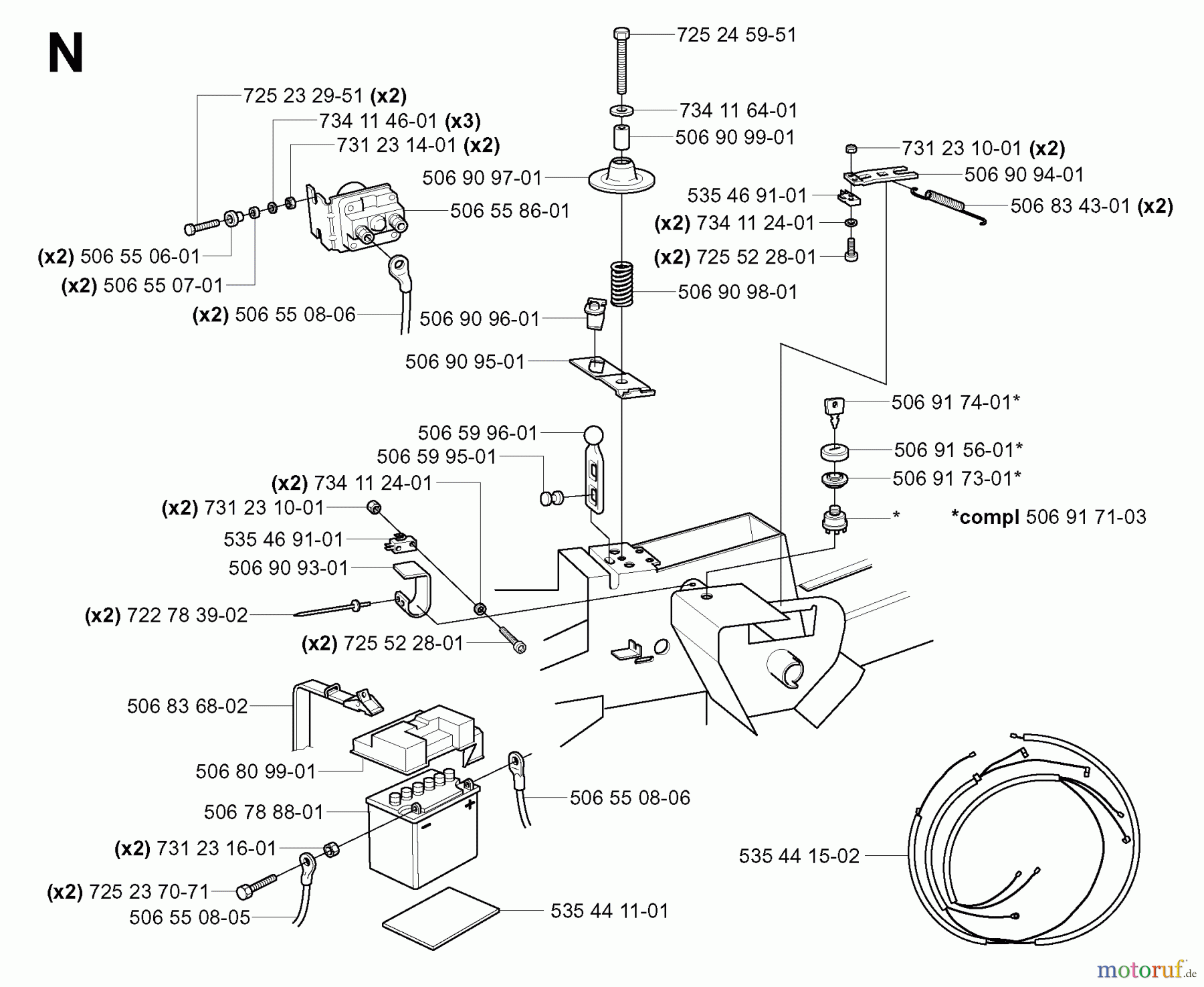 Jonsered Reitermäher FR2111 M (965077501) - Jonsered Rear-Engine Riding Mower (2006-01) ELECTRICAL