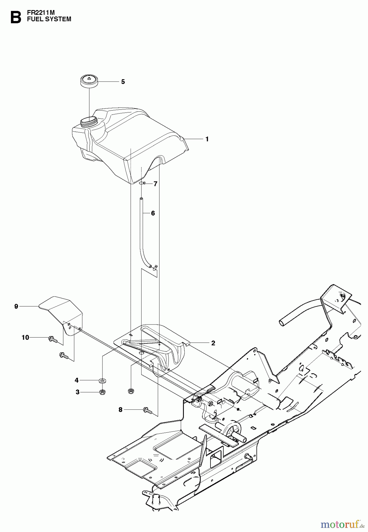 Jonsered Reitermäher FR2111 M (965190201) - Jonsered Rear-Engine Riding Mower (2010-07) FUEL SYSTEM