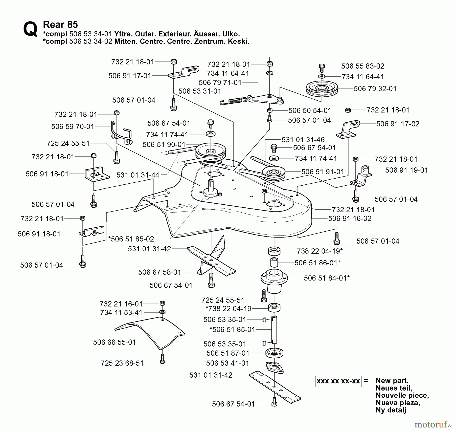 Jonsered Reitermäher FR2113 A (953535201) - Jonsered Rear-Engine Riding Mower (2004-01) 85CM CUTTING DECK
