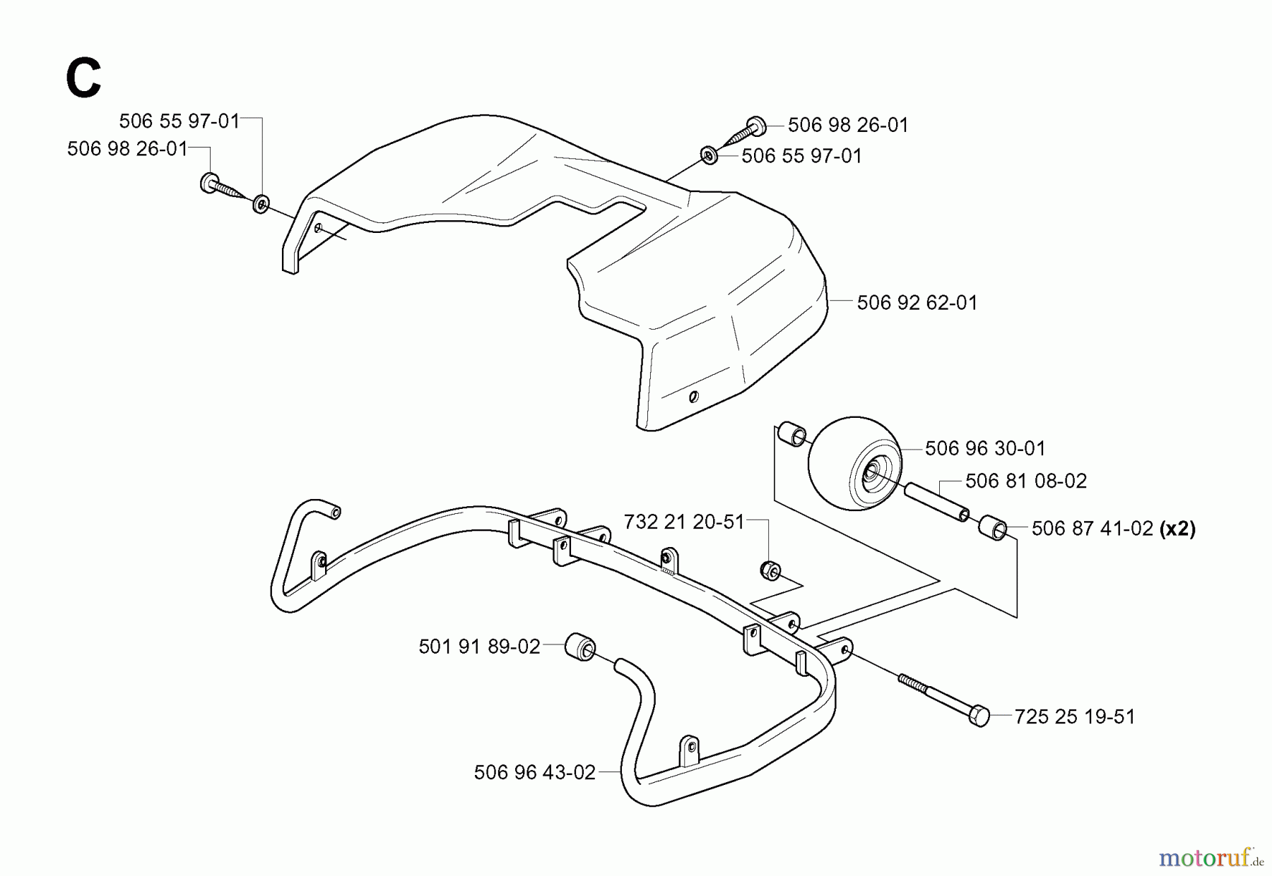 Jonsered Reitermäher FR2113 A (953535201) - Jonsered Rear-Engine Riding Mower (2004-01) FRAME #1