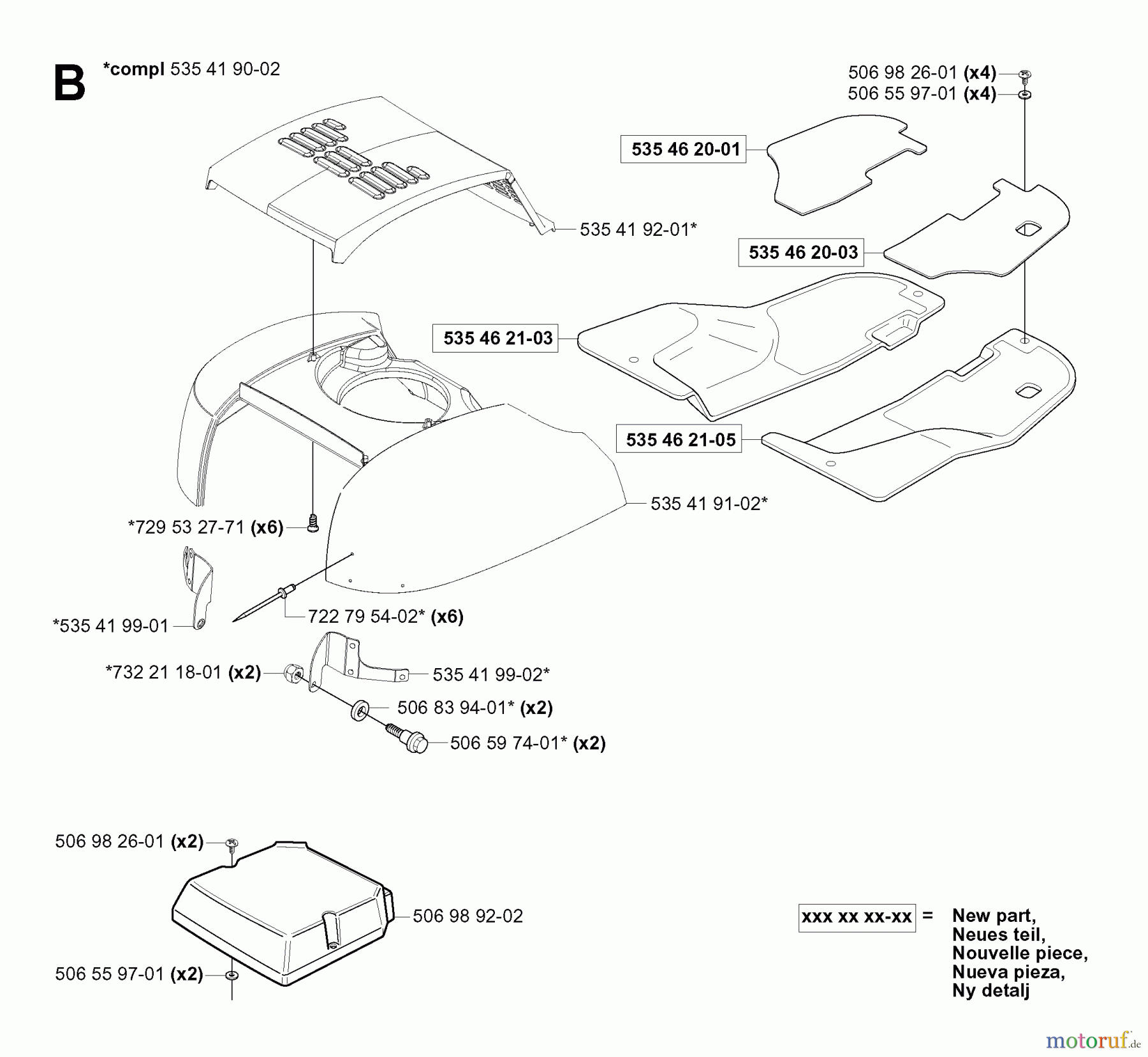 Jonsered Reitermäher FR2113 A (953535201) - Jonsered Rear-Engine Riding Mower (2004-01) HOOD