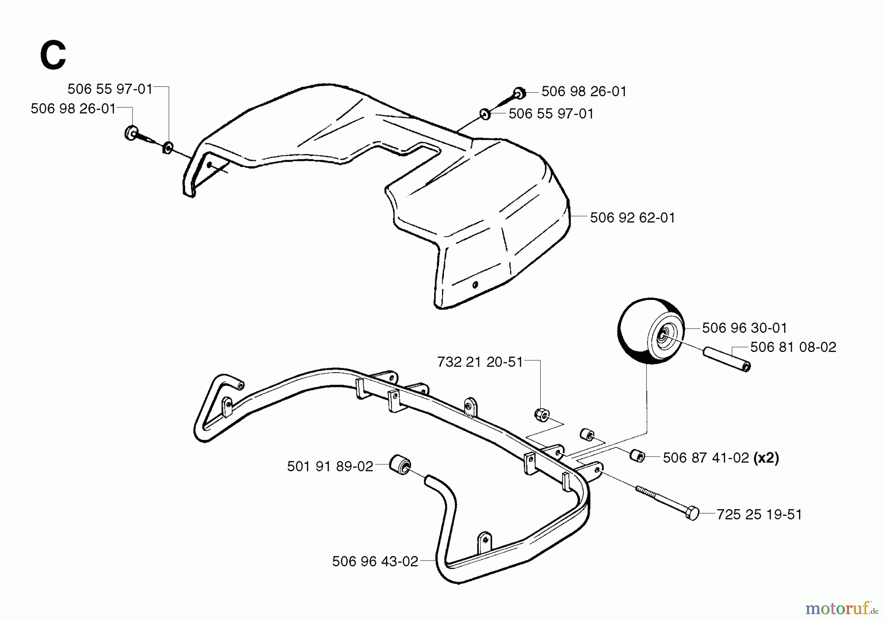 Jonsered Reitermäher FR2113 A - Jonsered Rear-Engine Riding Mower (2002-03) PROTECTION FRAME