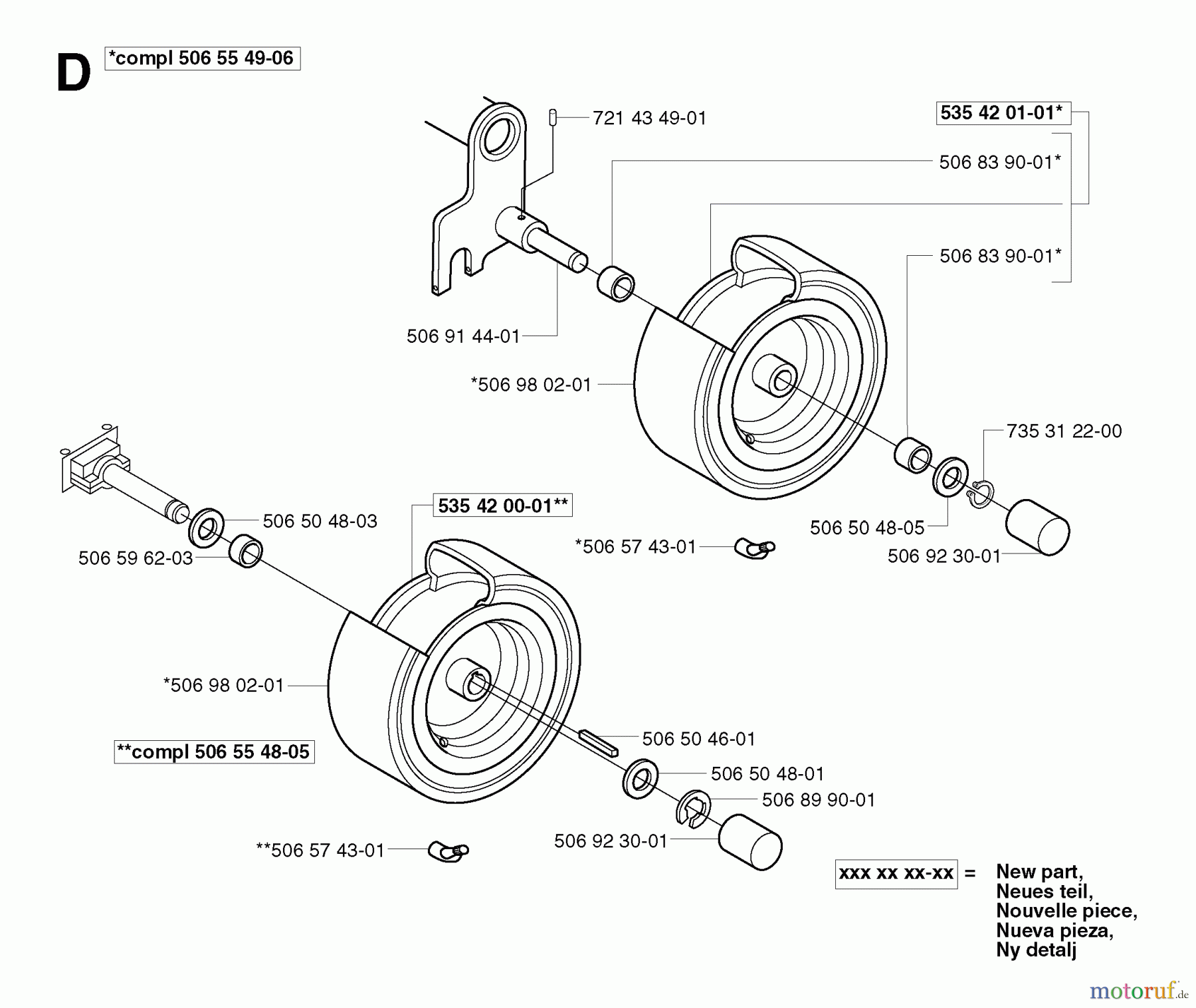 Jonsered Reitermäher FR2113 A - Jonsered Rear-Engine Riding Mower (2002-03) WHEELS TIRES