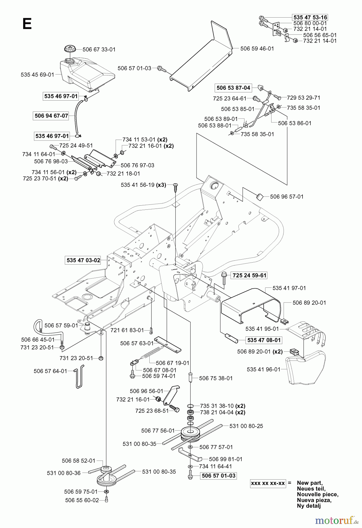 Jonsered Reitermäher FR2113 MA (953535301) - Jonsered Rear-Engine Riding Mower (2004-01) CHASSIS / FRAME #1