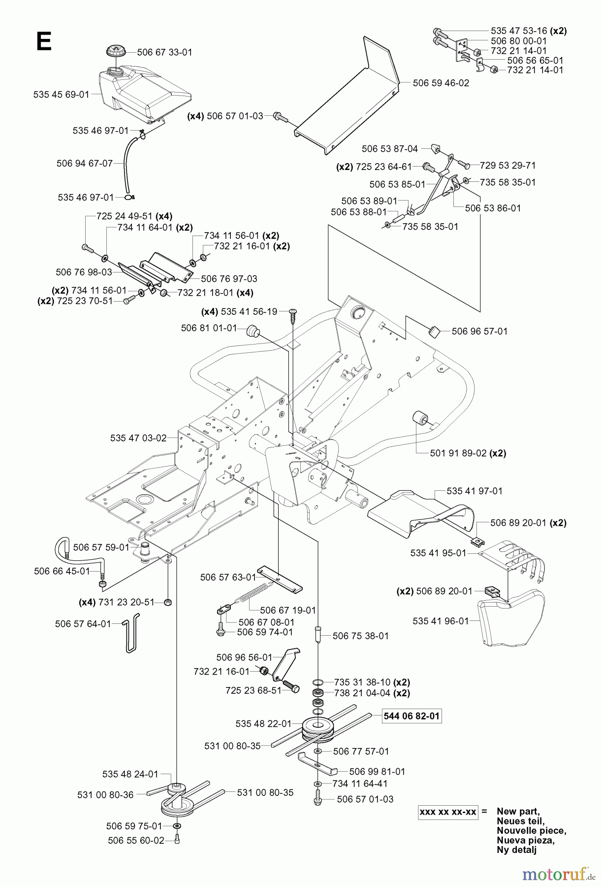 Jonsered Reitermäher FR2113 MA (965070601) - Jonsered Rear-Engine Riding Mower (2006-01) CHASSIS / FRAME #1