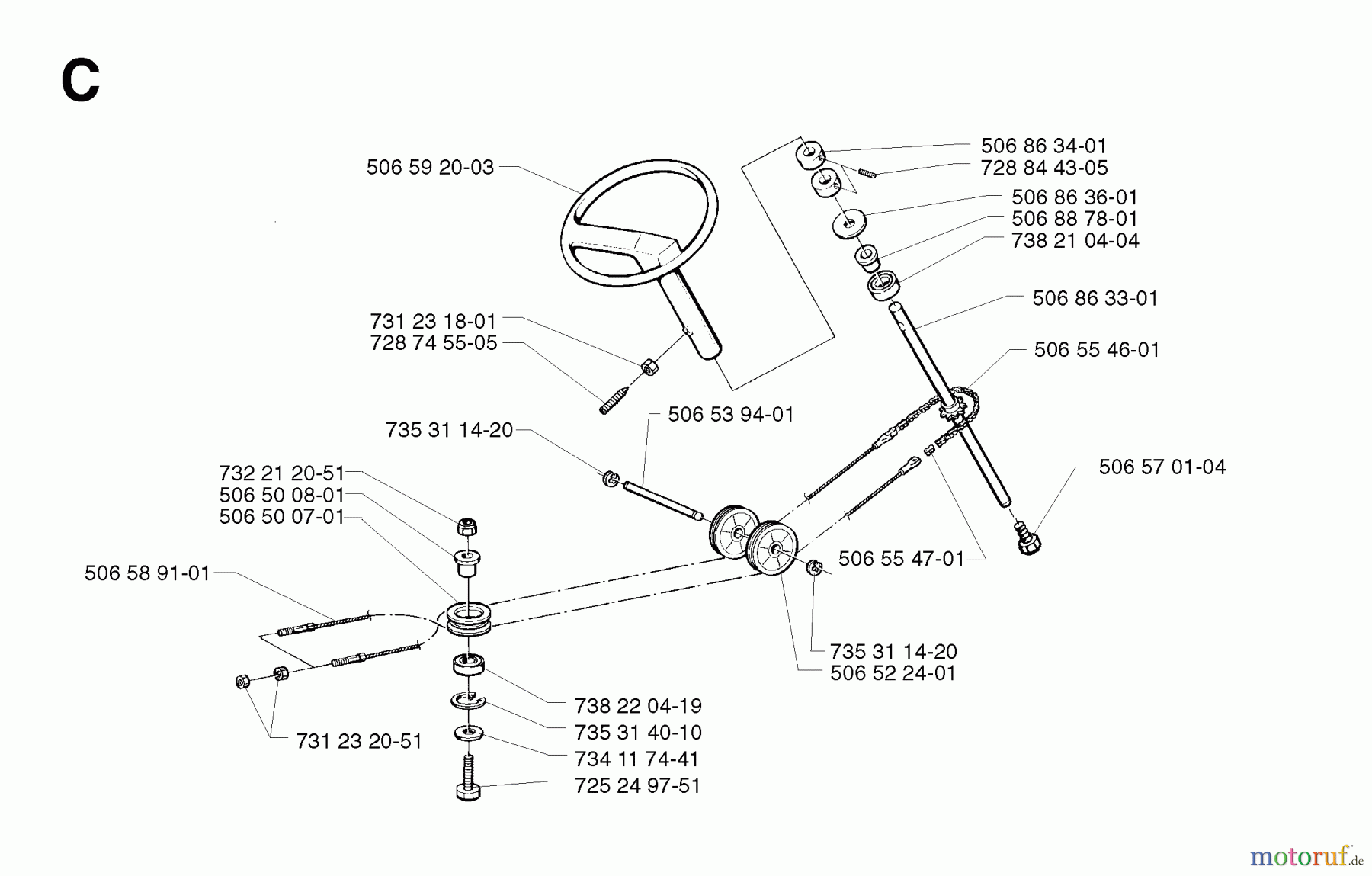  Jonsered Reitermäher FR2113 MA - Jonsered Rear-Engine Riding Mower (2002-03) STEERING