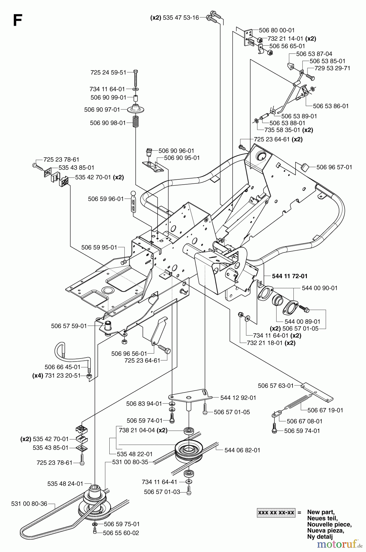 Jonsered Reitermäher FR2113 MA 4X4 - Jonsered Rear-Engine Riding Mower (2007-01) CHASSIS / FRAME