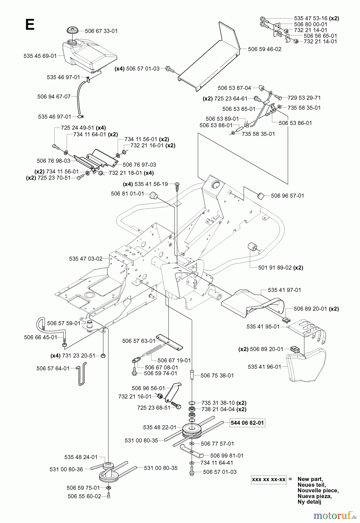 Jonsered Reitermäher FR2115 MA (965070701) - Jonsered Rear-Engine Riding Mower (2006-01) CHASSIS / FRAME #1