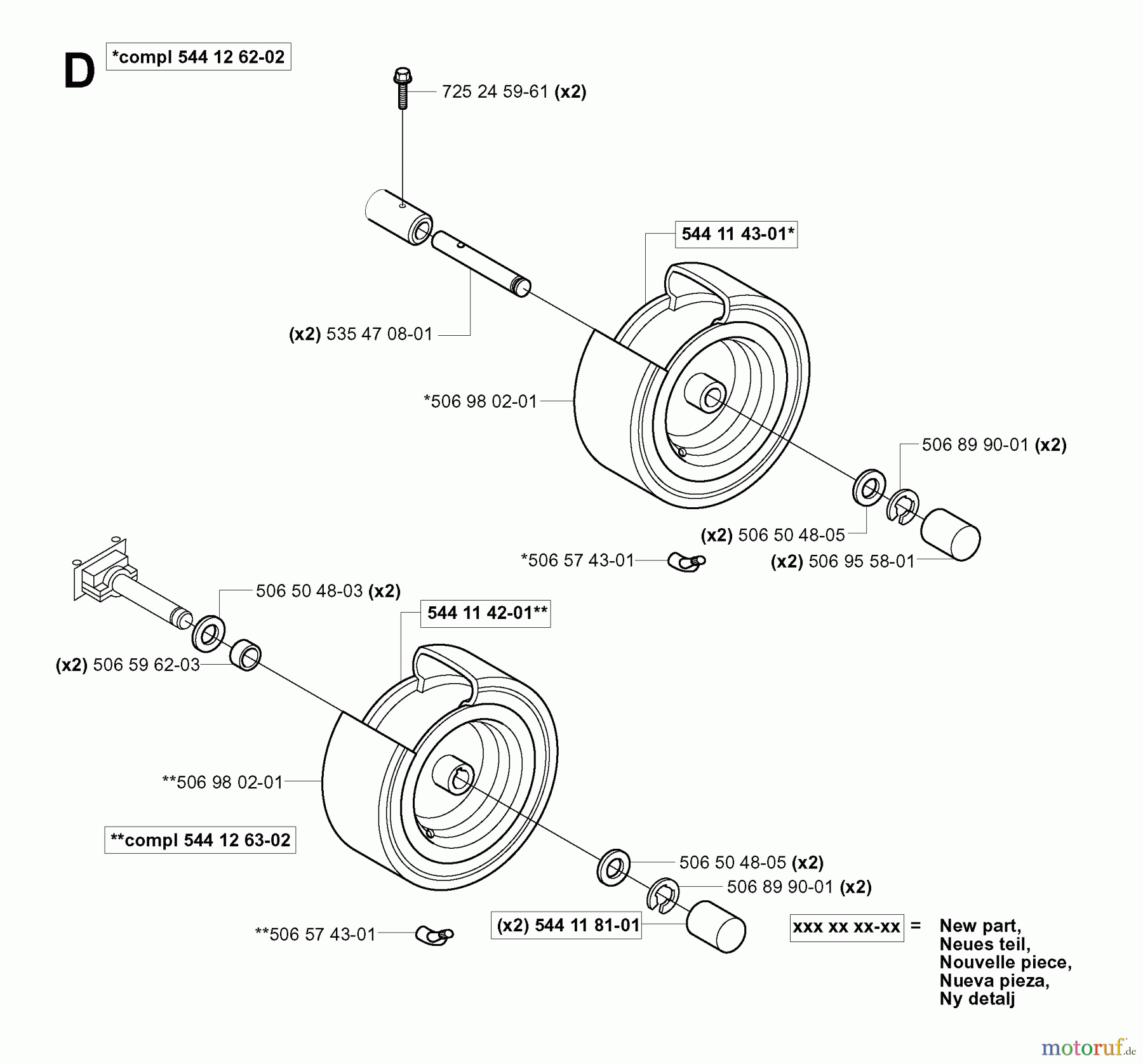 Jonsered Reitermäher FR2115 MA (965070701) - Jonsered Rear-Engine Riding Mower (2006-01) WHEELS TIRES